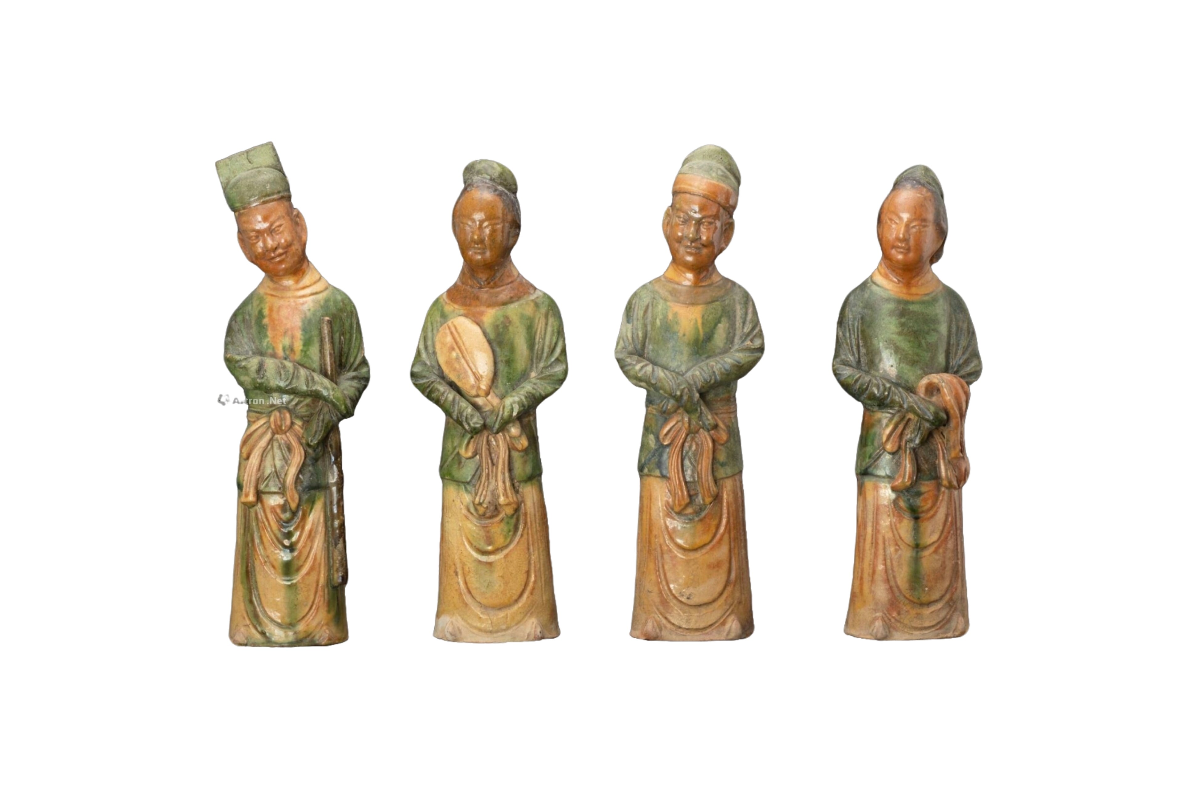 Song Dynasty, Sichuan: Set of Four Tri-color Glazed Figurines