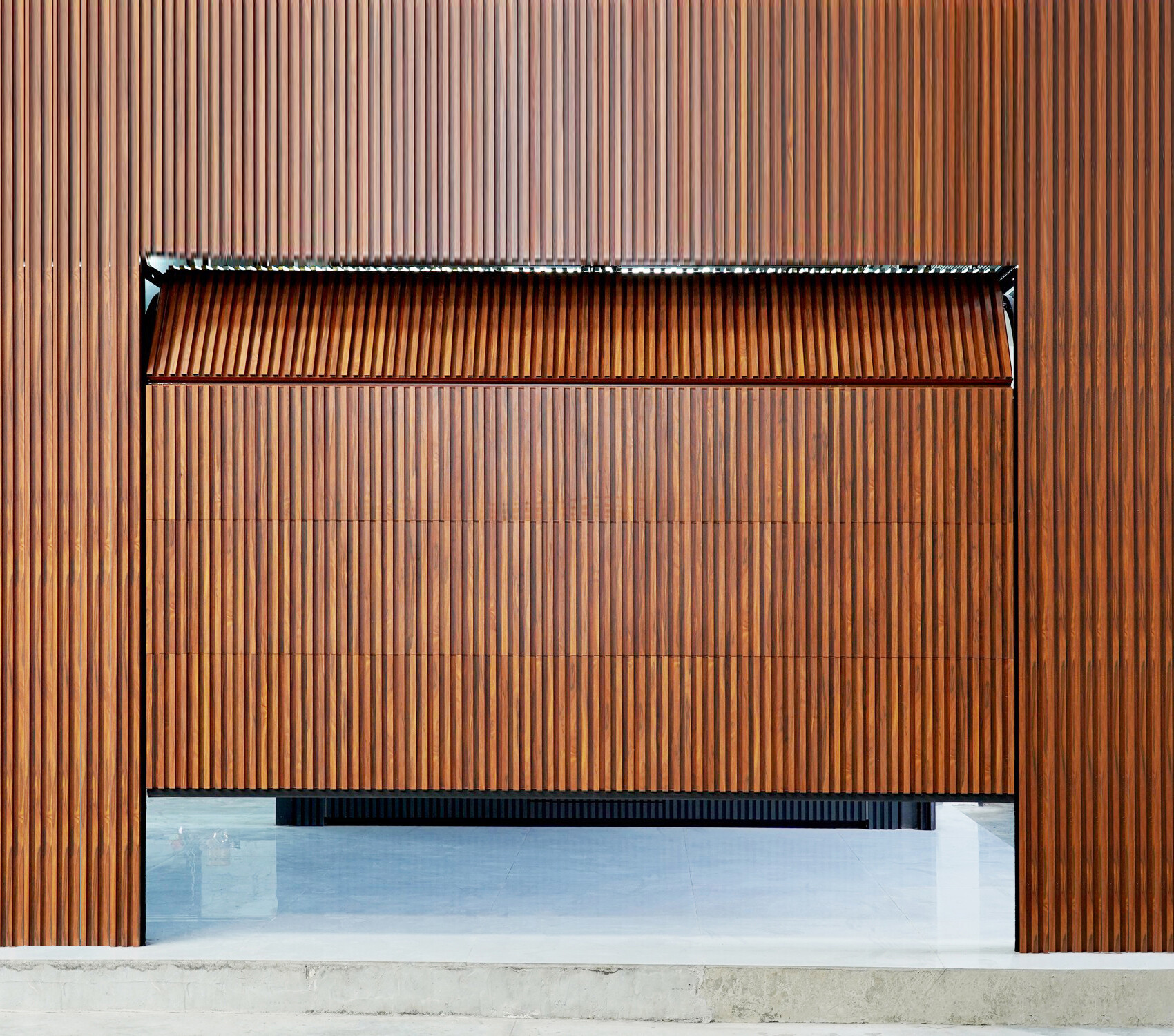 Flush Mount Woodgrain Aluminium Batten Garage Doors