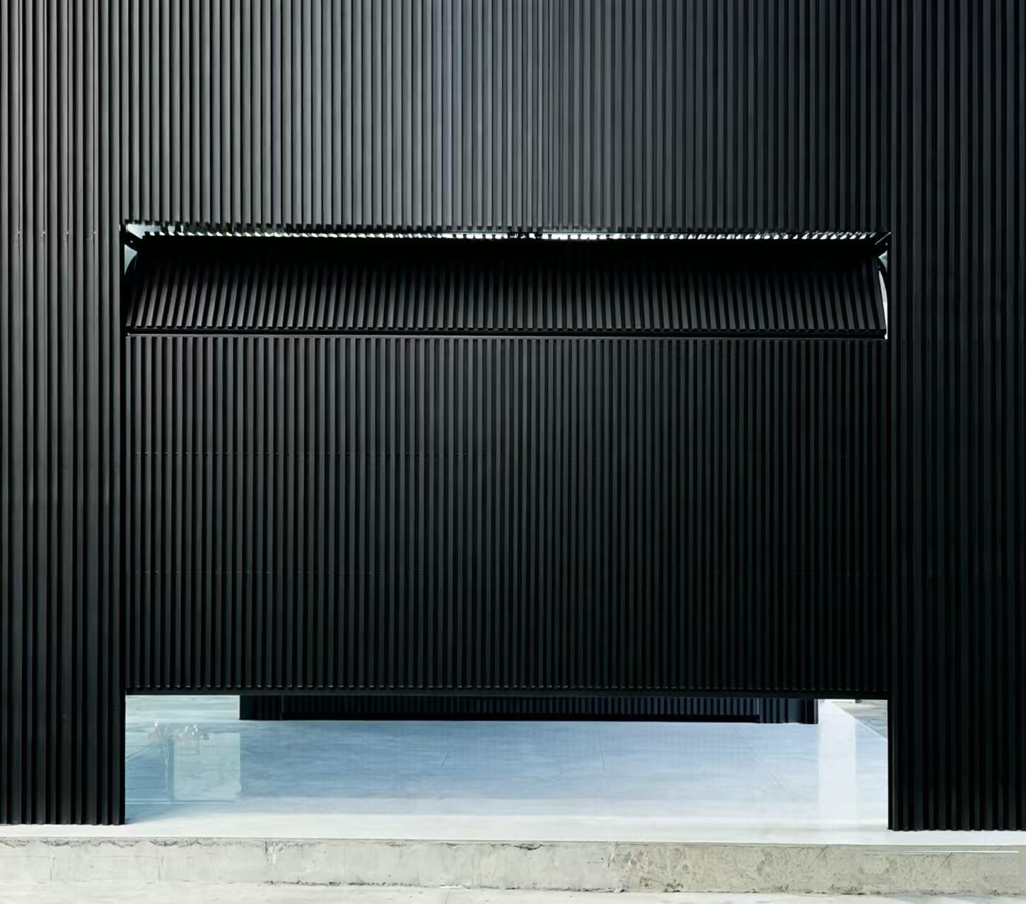 Flush Mount Black Aluminium Batten Garage Doors