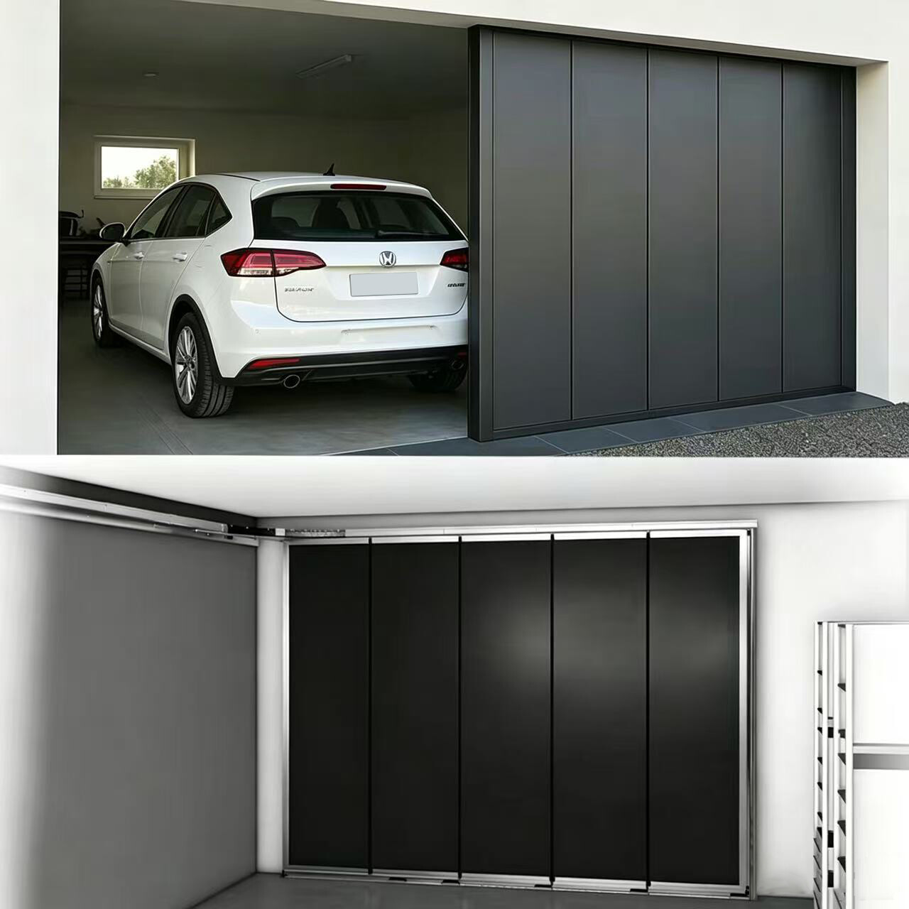 Flush Aluminium Panel Side Sliding Garage Doors