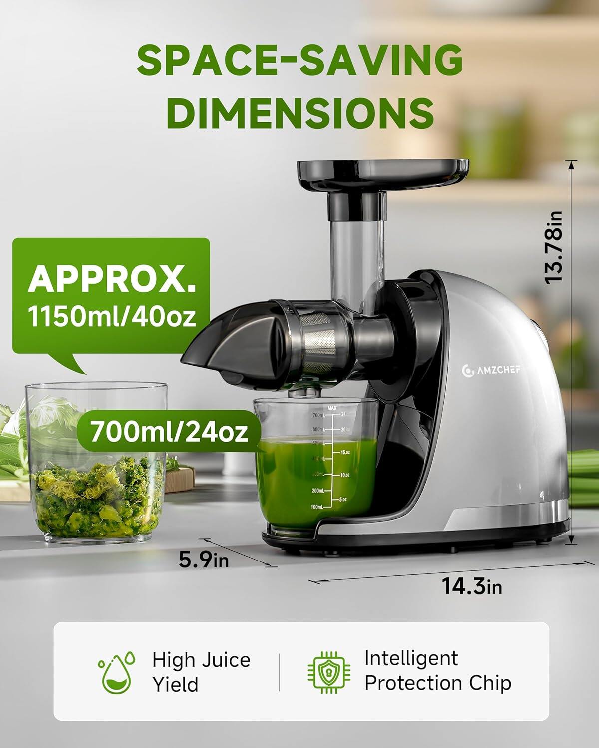 AMZCHEF 1501 Cold Press Juicer 7