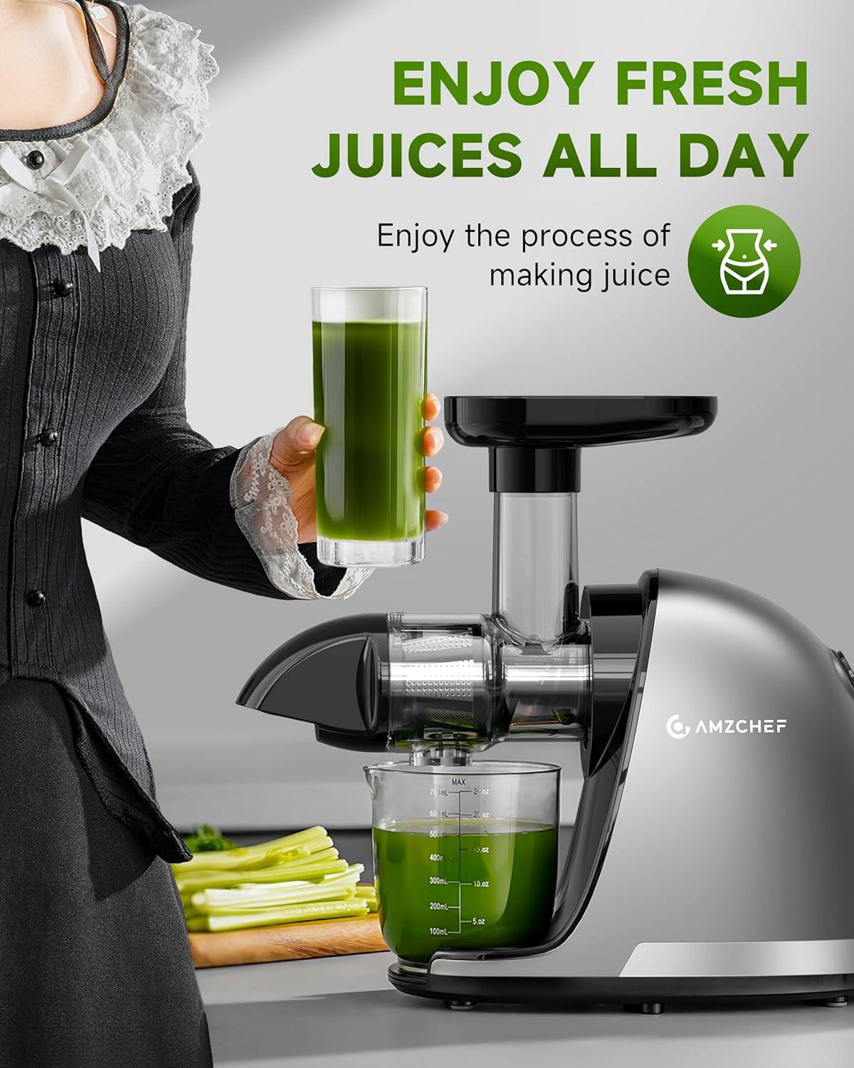 AMZCHEF 1501 Cold Press Juicer 5