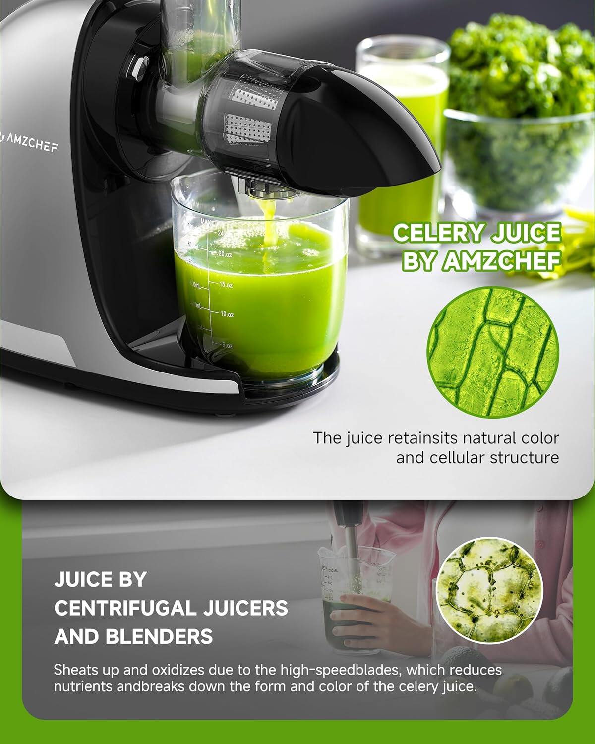 AMZCHEF 1501 Cold Press Juicer 6