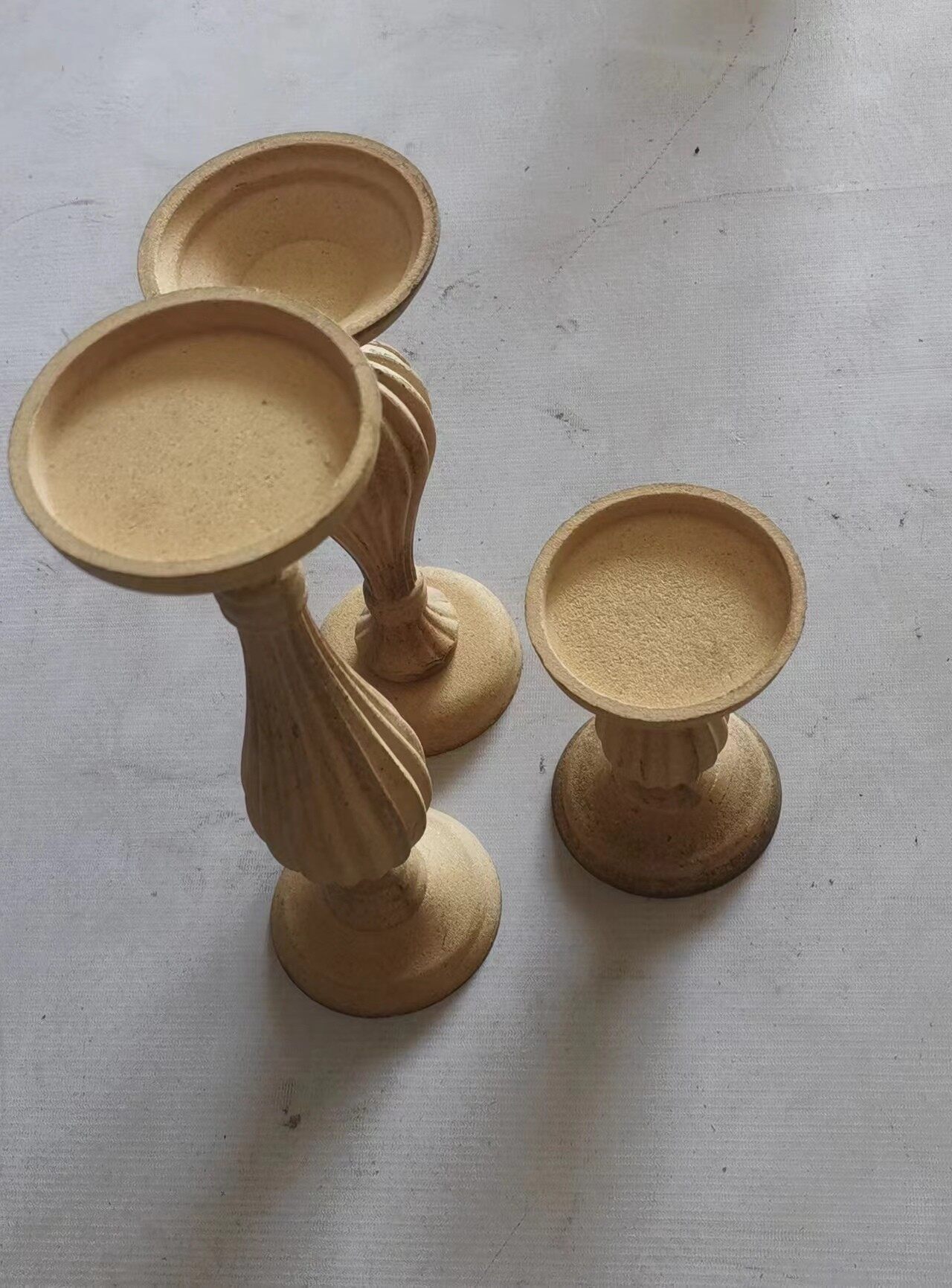 北欧风复古罗马柱木质蜡烛台摆件S