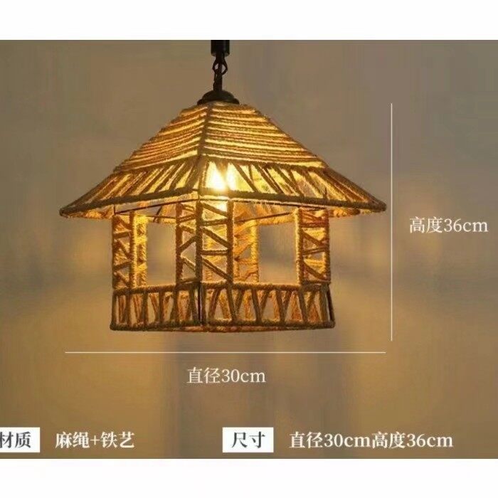 复古铁艺麻绳吊灯S