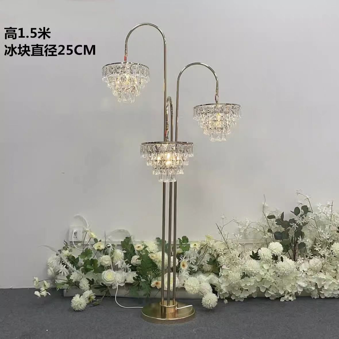 三头冰条水晶铁艺路引S
