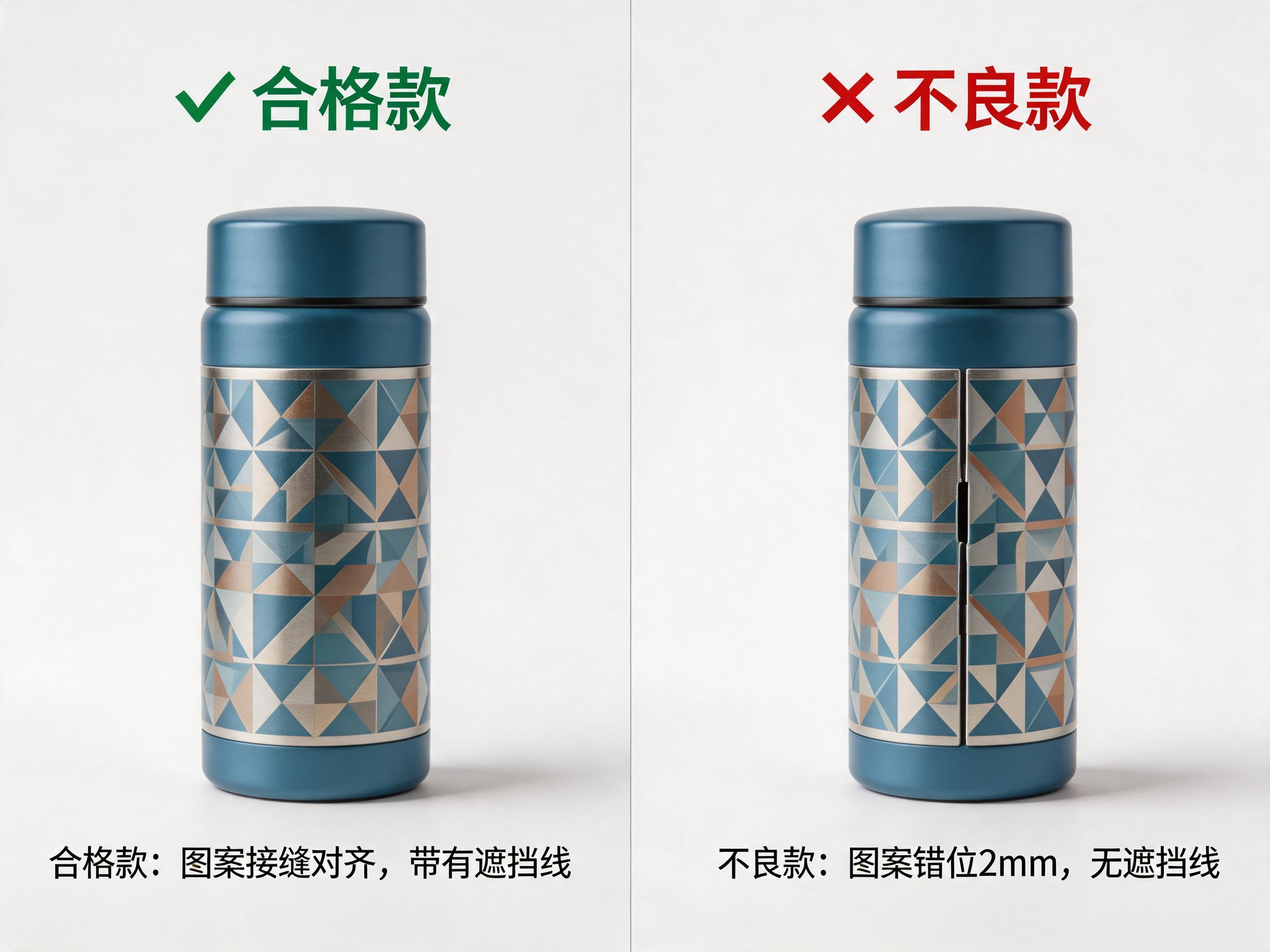 保温杯图案未接缝 → 错位