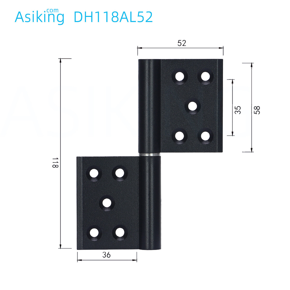 black color steel shaft detachable aluminum door hinge