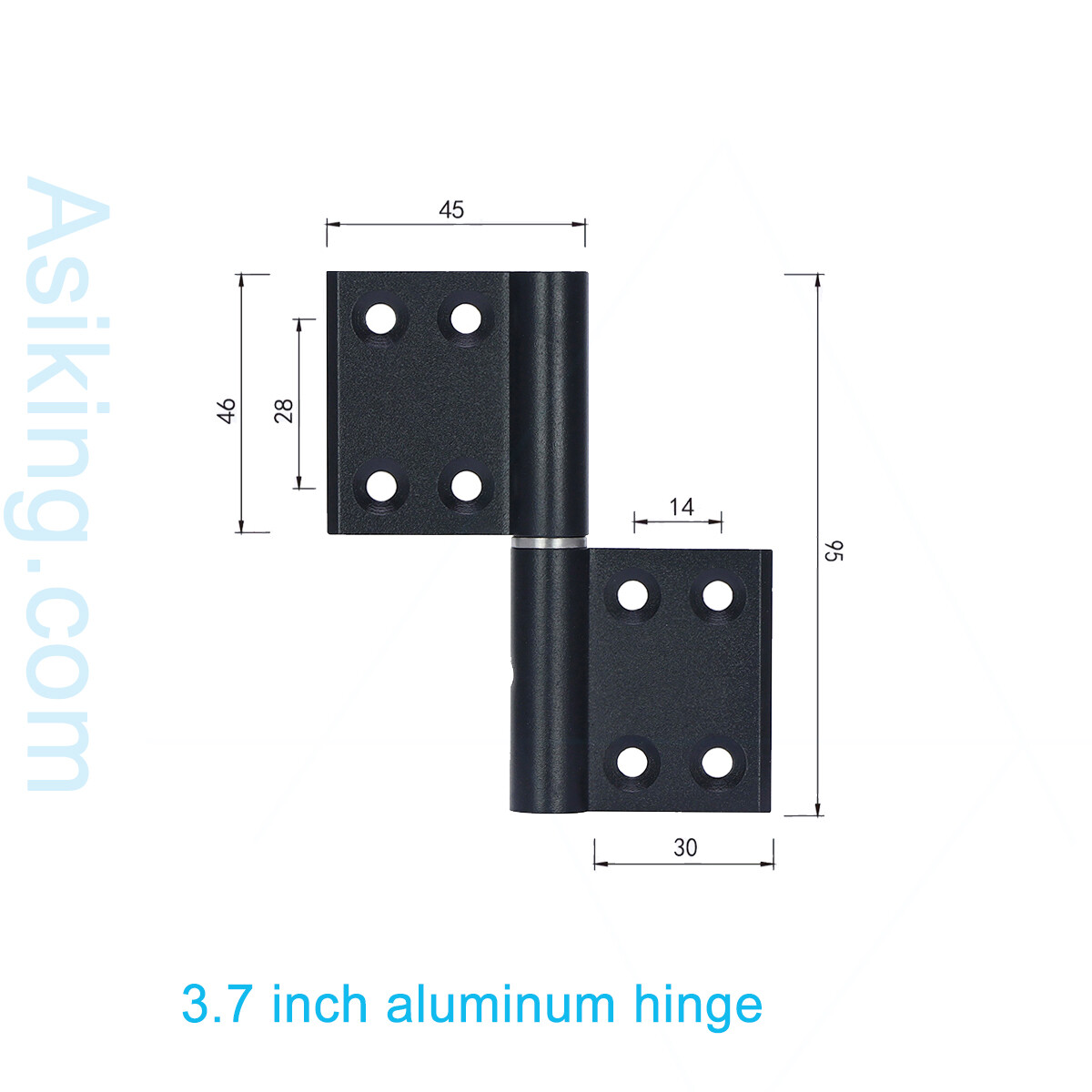 Blast-anodized aluminum door hinges with stainless steel shaft