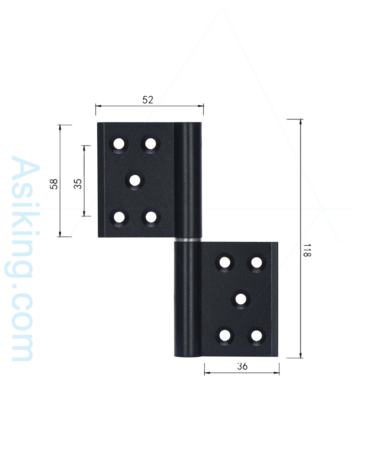 black color steel shaft lift off aluminum door hinge
