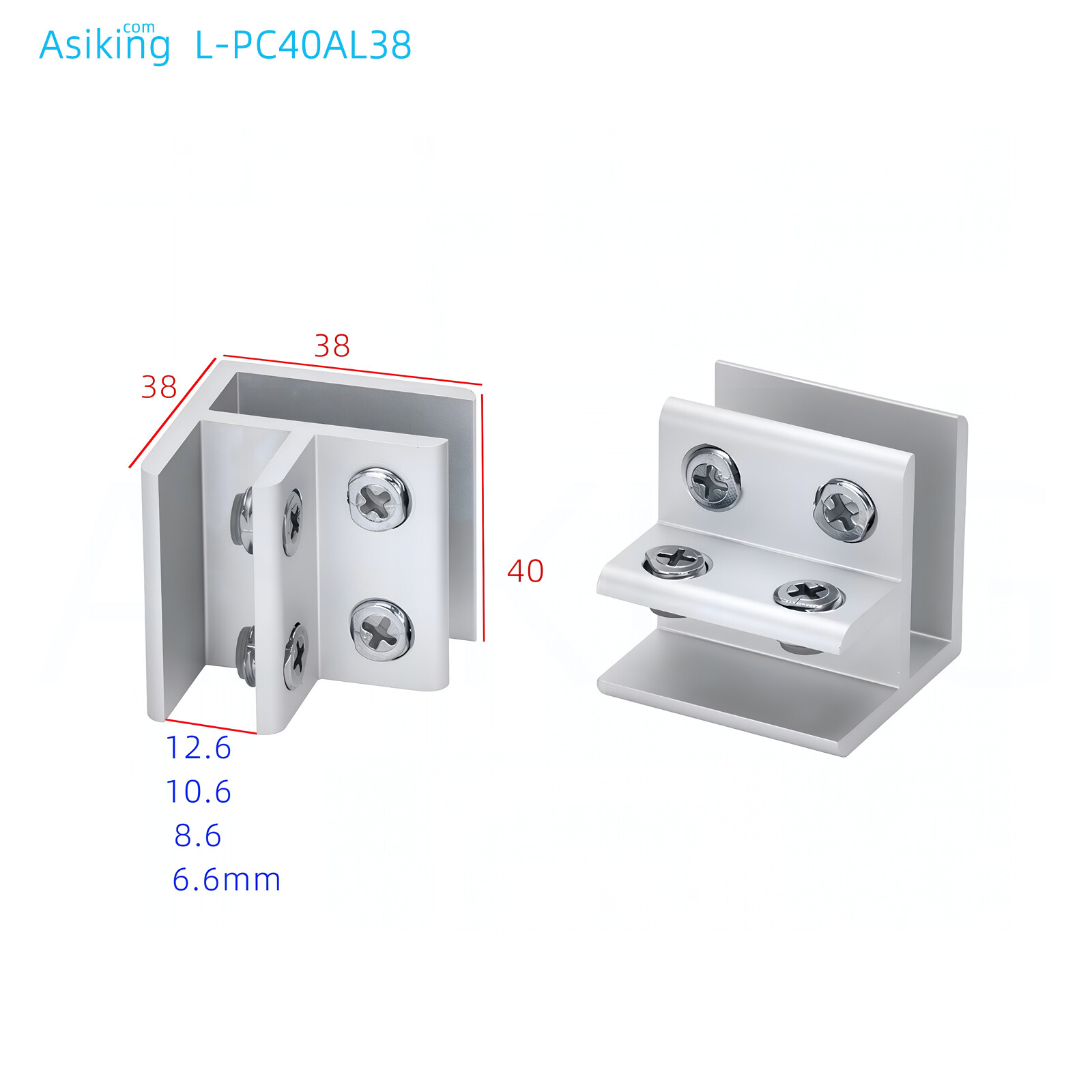 2 ways L shape glass to glass aluminum clamp