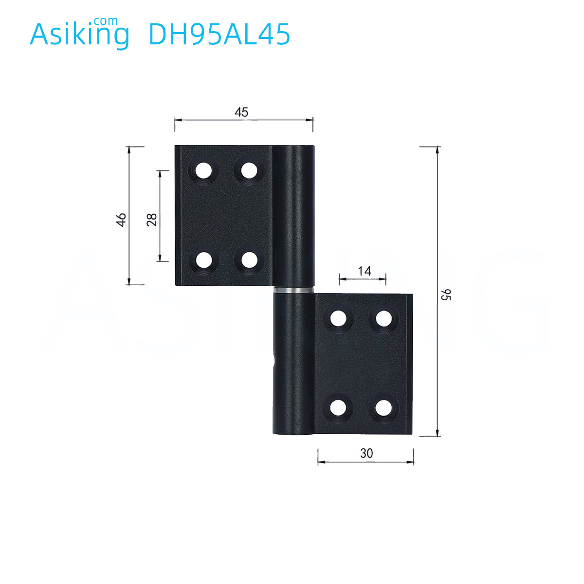 Anodized black color aluminum profile glass door hinge