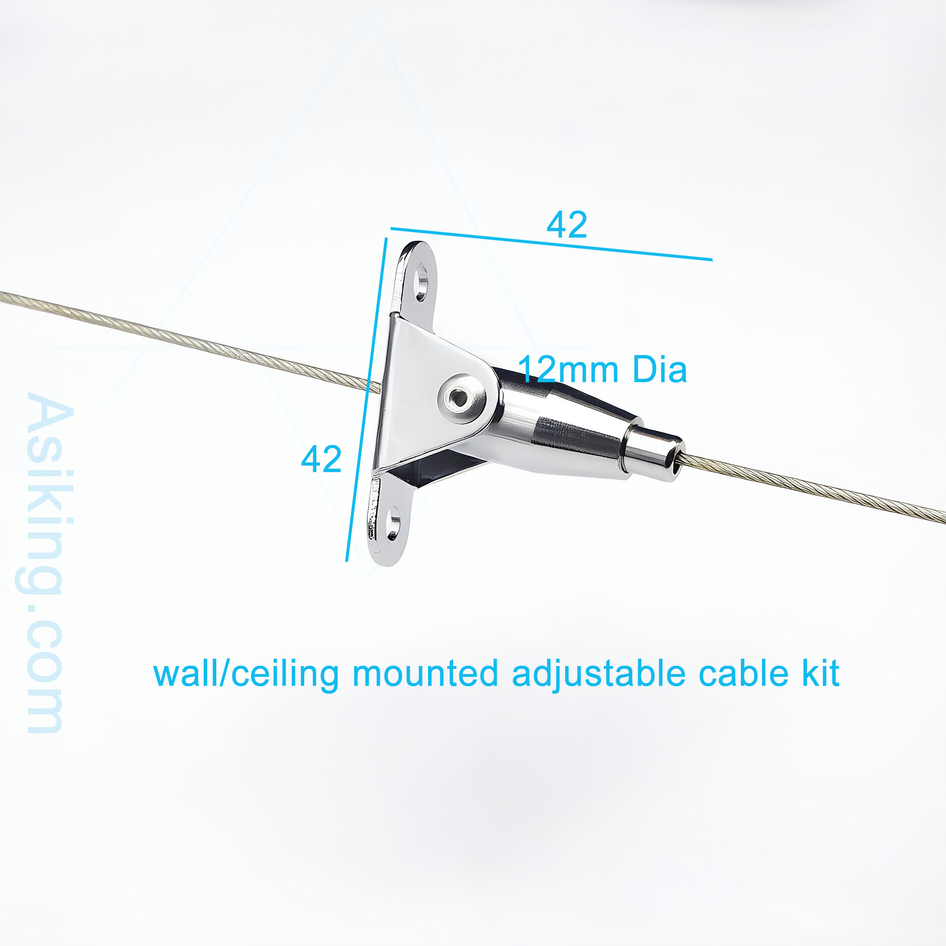 chrome brass wall /ceiling mounted adjustable steel cable display fitting