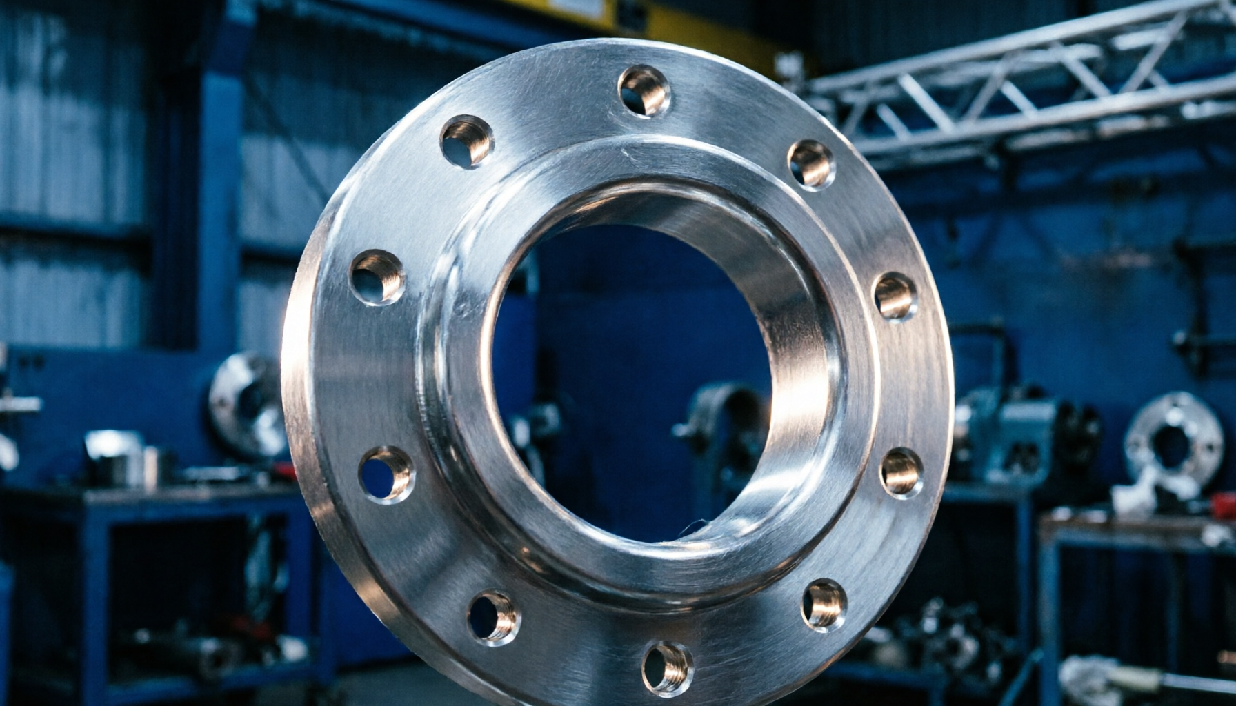 Precision steel flange product close-up
