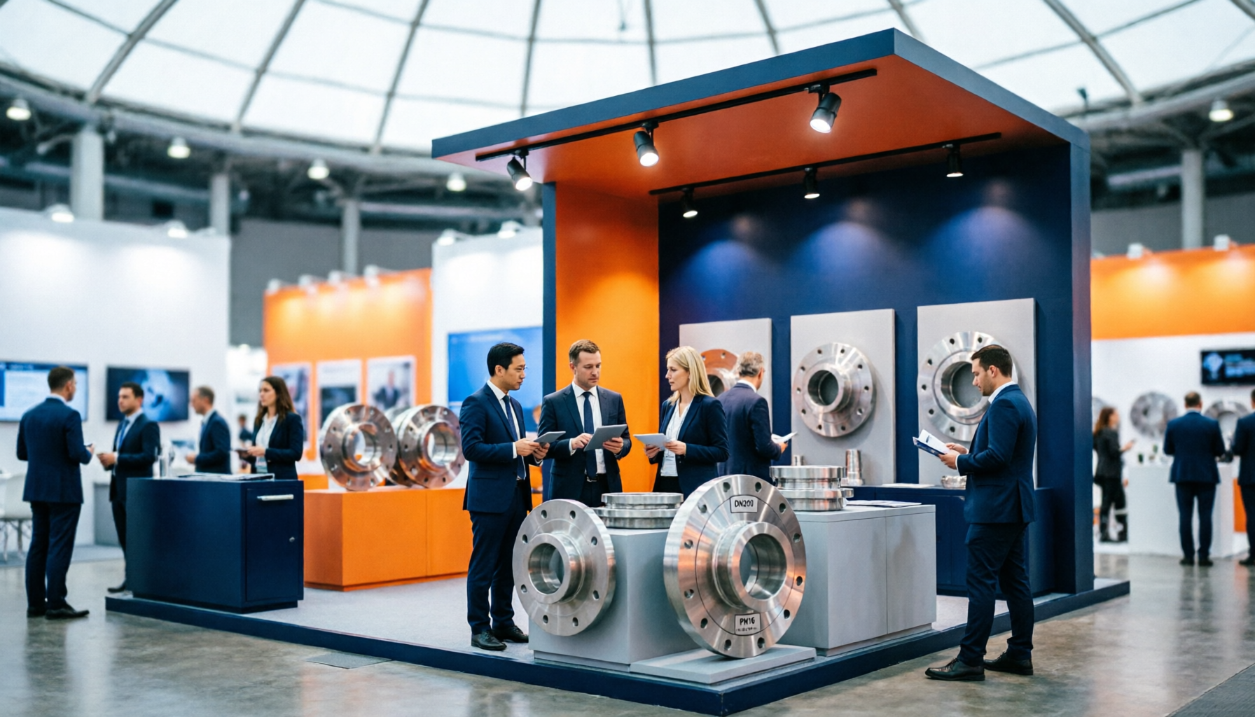 International trade exhibition flange display
