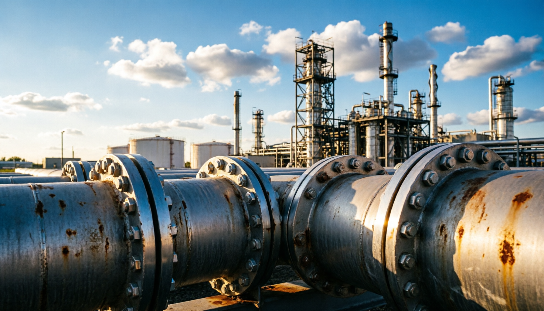 Industrial flanges on oil and gas pipelines