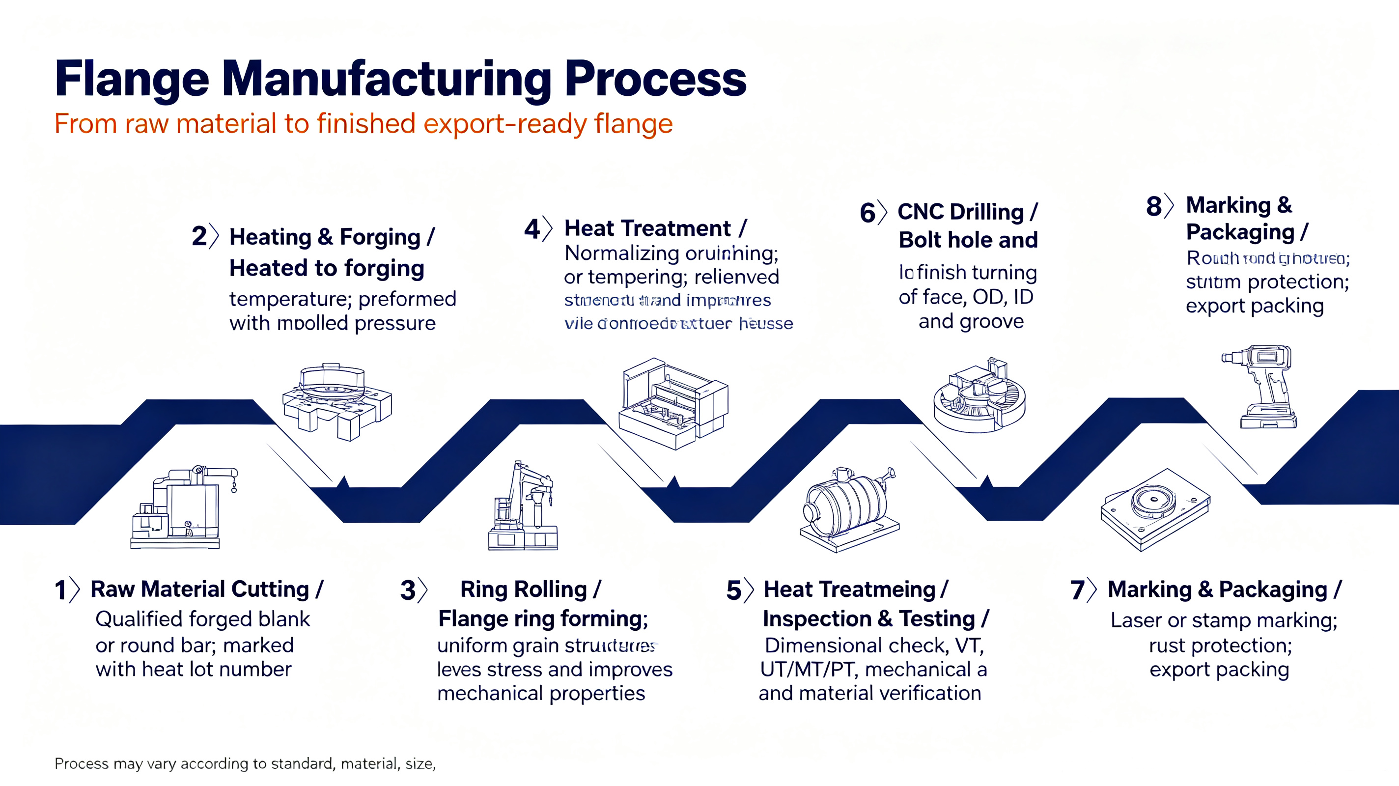 What are the machining processes for flanges?