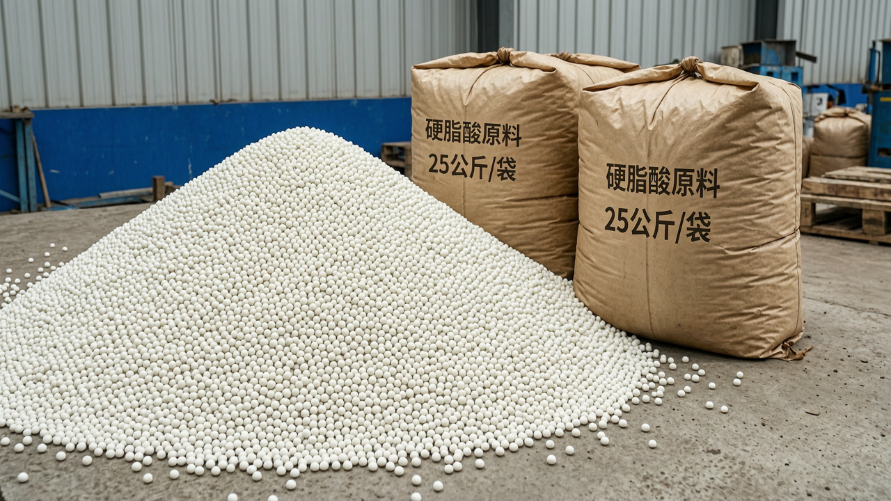 What are the standard specifications and grades of stearic acid, lauric acid, and palmitic acid offered by Guizheng? Which industries primarily use these products?