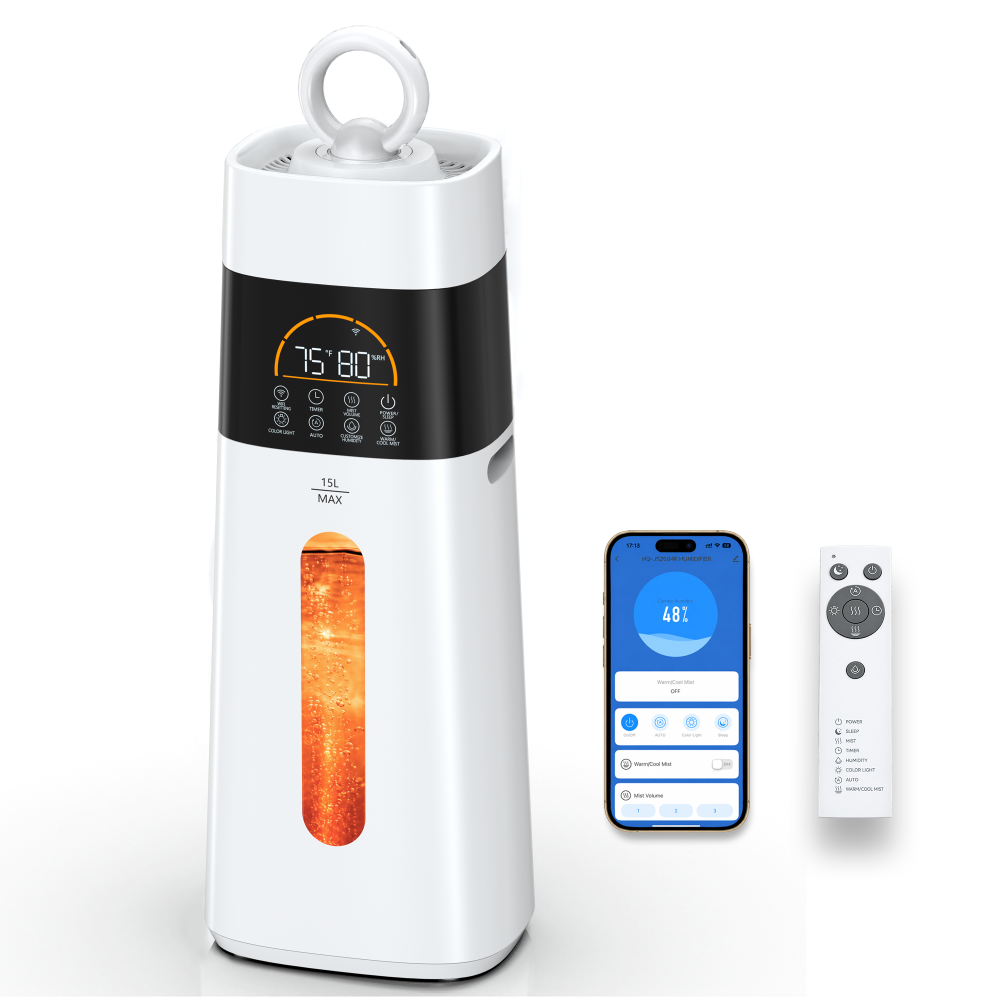 Humidifier Large Room, 15L/3.96 Gal 1000 sq.ft, Warm & Cool Mist Humidifiers for Bedroom with 400mL/H Spray Output