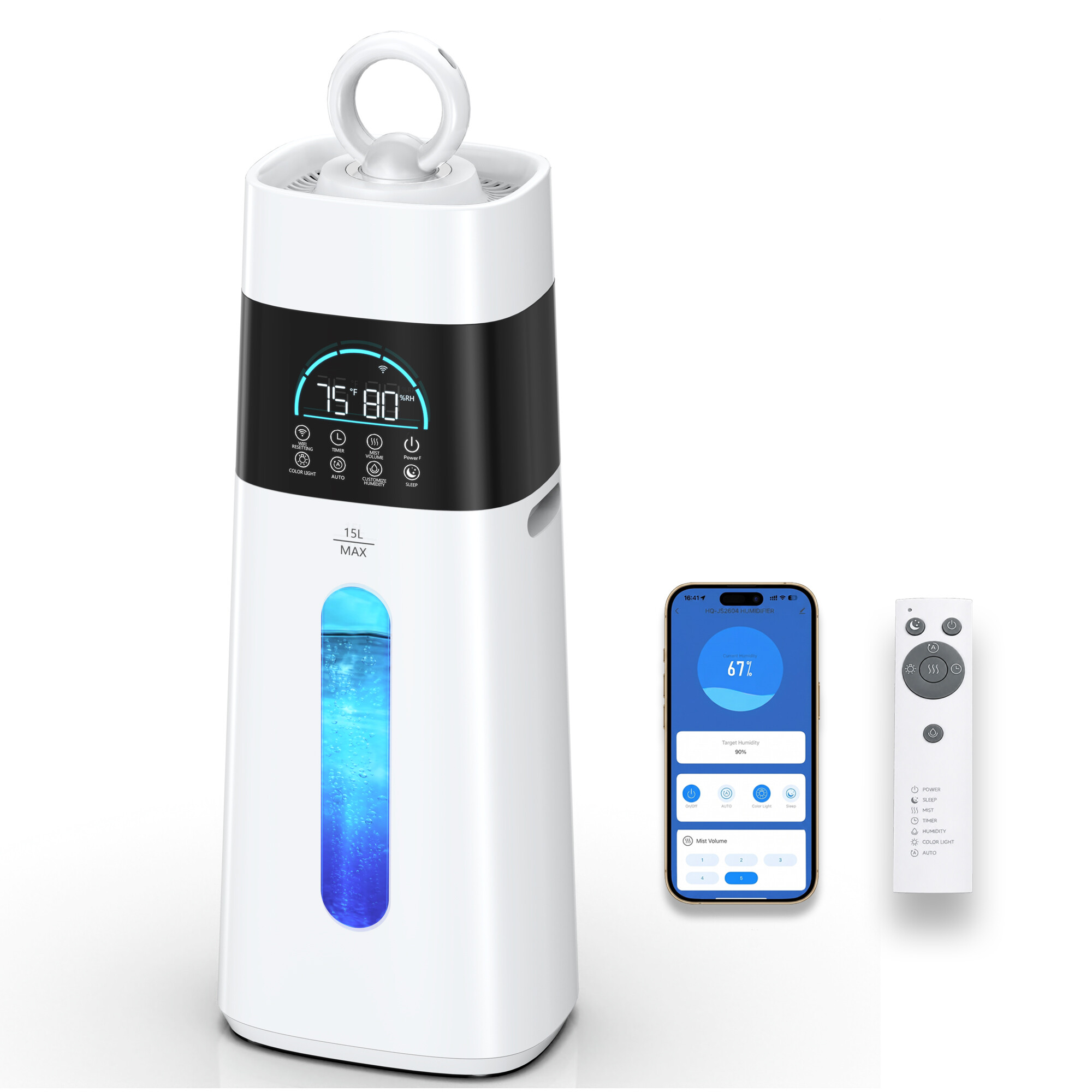 Humidifiers for Bedroom, 15L/4 Gal 1200 sq.ft 100H Runtime Smart Quiet Cool Mist Humidifier for Baby Nursery, Top Fill Room Humidifier for Home House