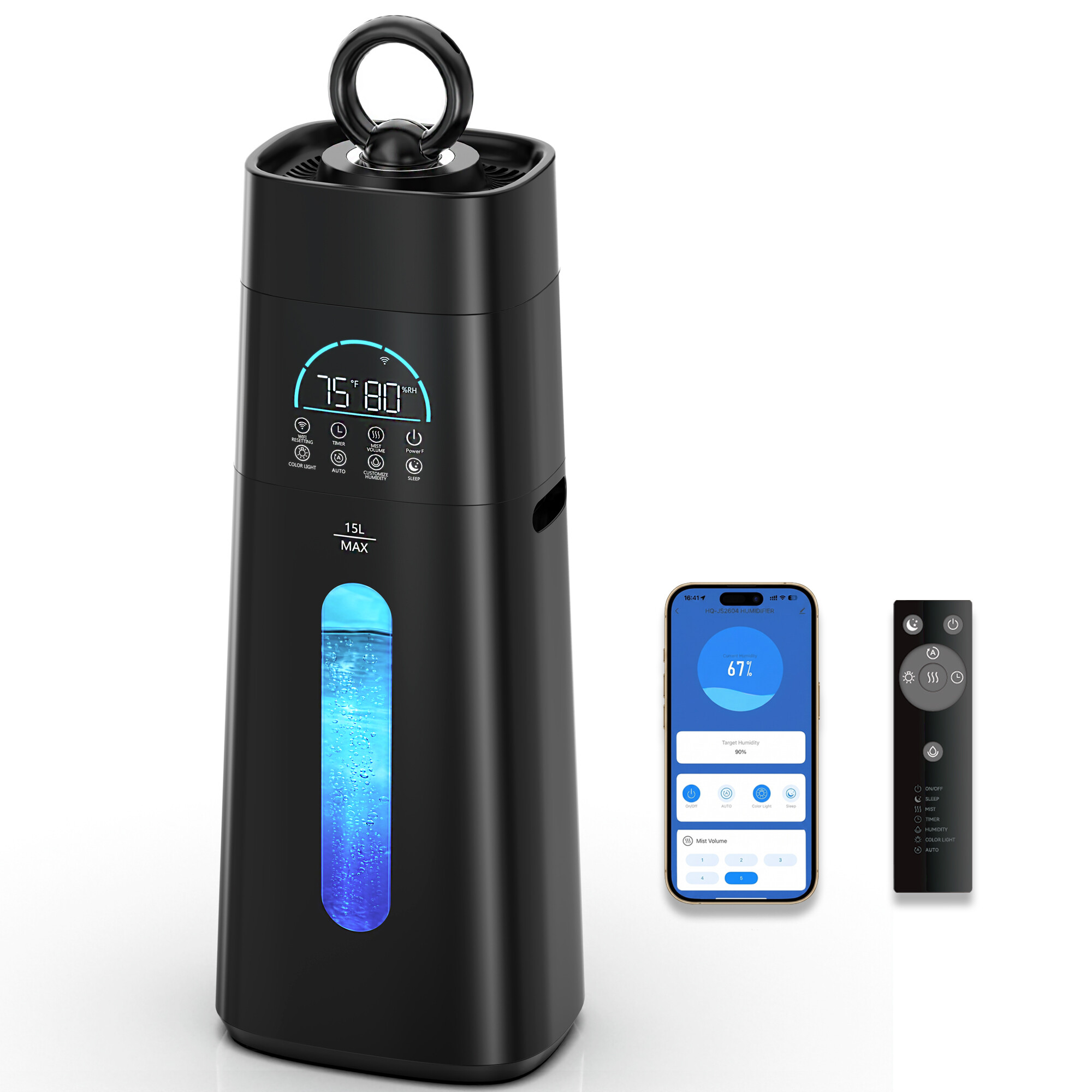 Humidifiers for Bedroom, 15L/4 Gal 1200 sq.ft 100H Runtime Smart Quiet Cool Mist Humidifier for Baby Nursery, Top Fill Room Humidifier for Home House