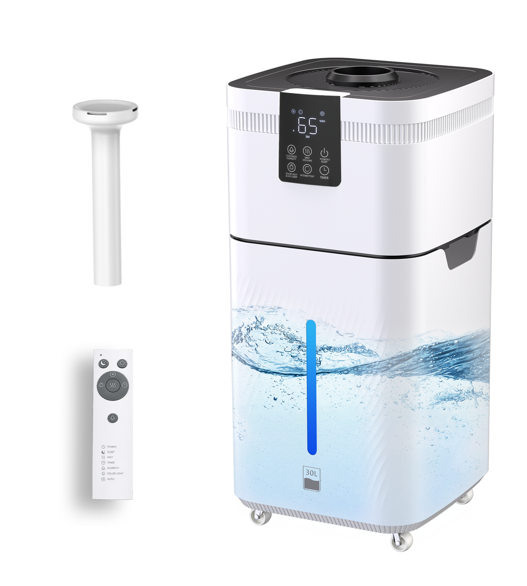 30L/7.93Gal Commercial Humidifier for Large Room 4200 sq ft, 3000mL/H Whole House Humidifiers