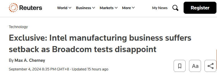 英特尔代工业务再受挫，18A制造工艺未通过博通认证