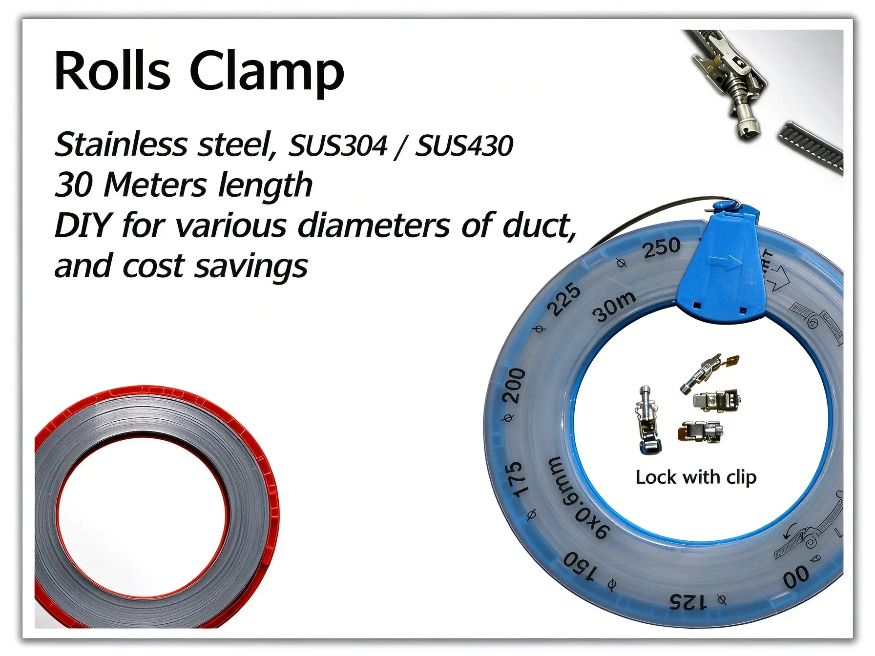 Adaptive length clamps on roll (Hose clamp kits, Strip steel) thumbnail 3