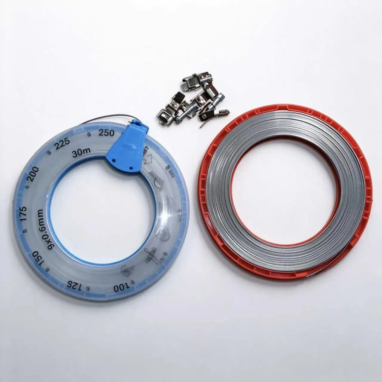 Adaptive length clamps on roll (Hose clamp kits, Strip steel)