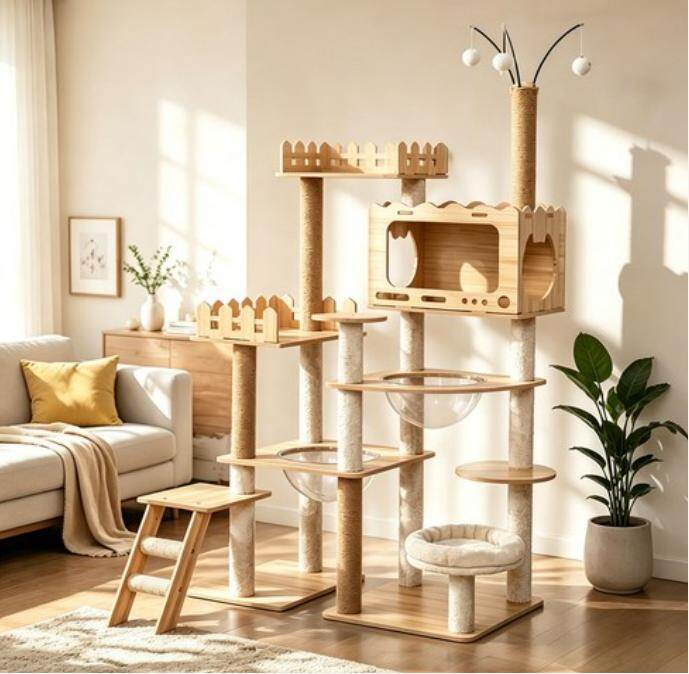 Cat tower including hideaway