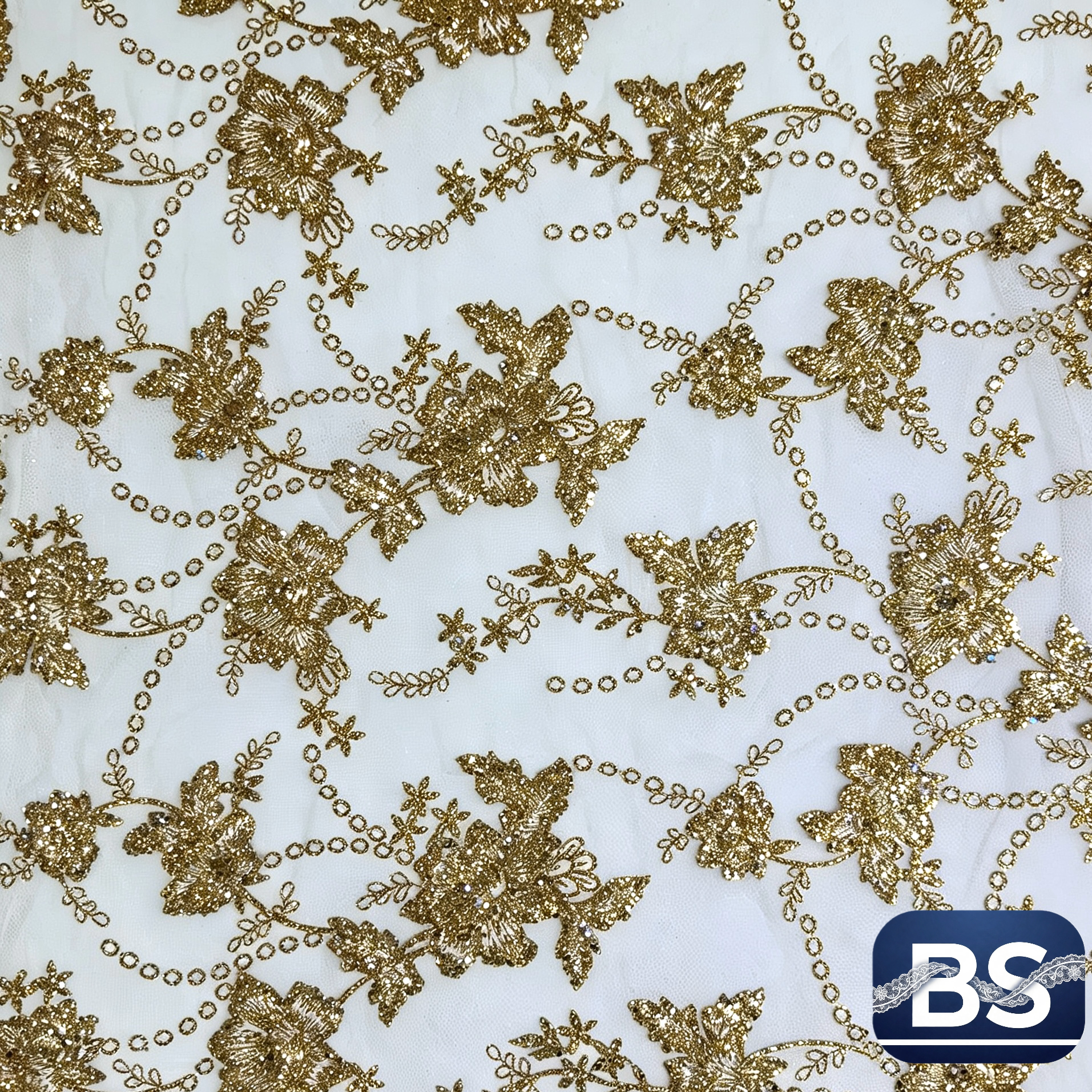 Gold powder net fabric -JF01 view 5