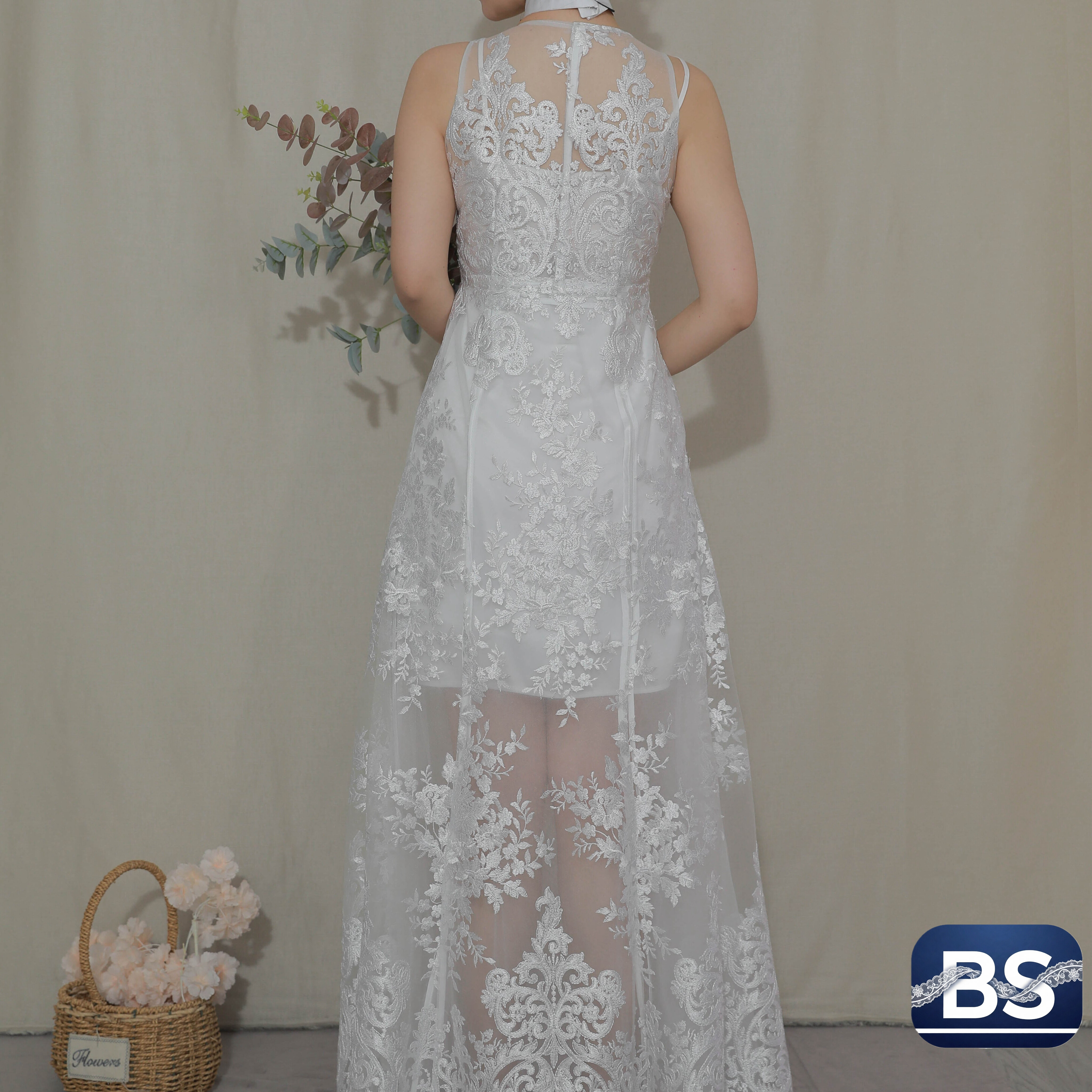 Polyester mesh long skirt-E1 view 3