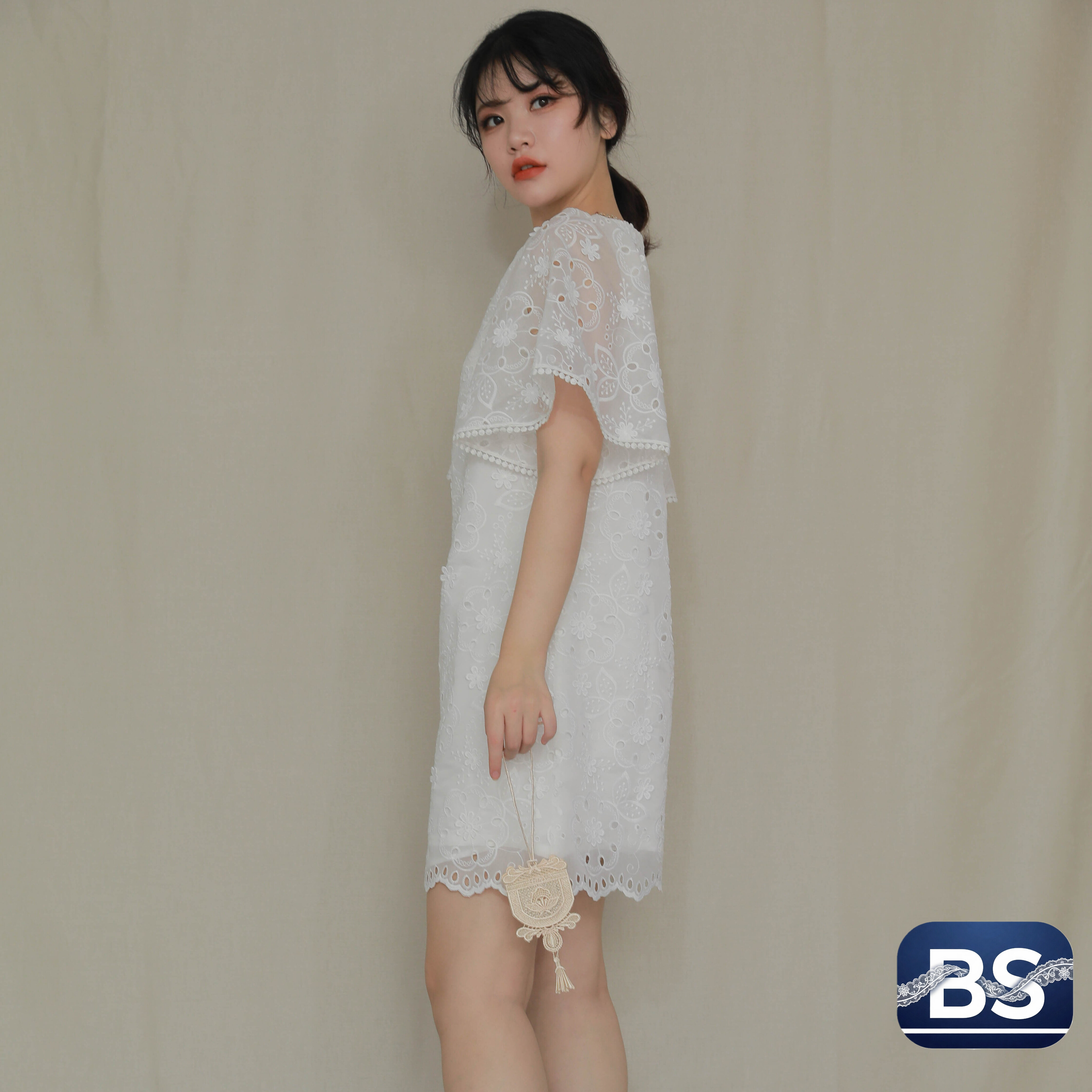 Hollow Out Cotton Casual Mini Skirt-A1 view 3