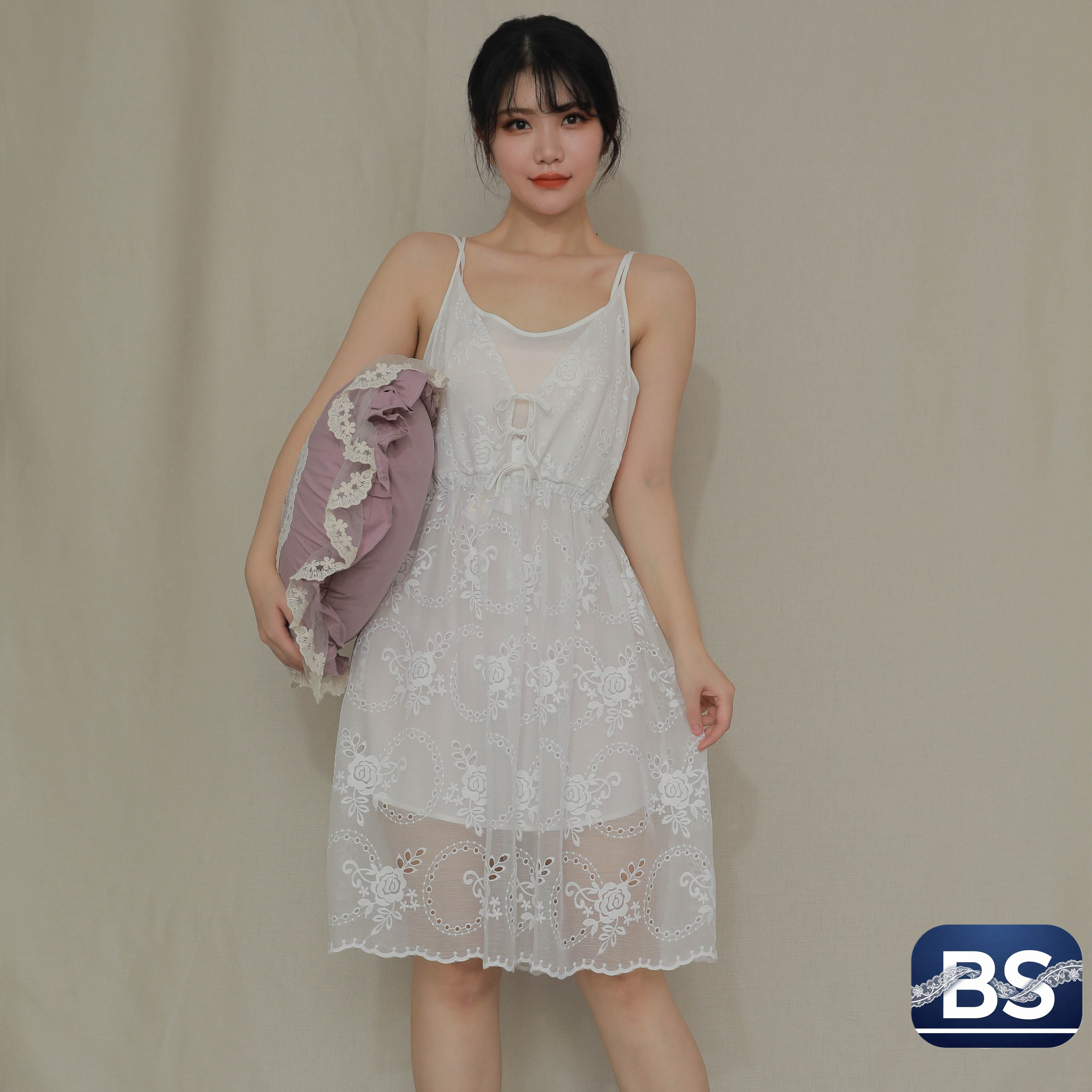 Hollow Out Cotton Casual Mini Skirt-B1 view 3