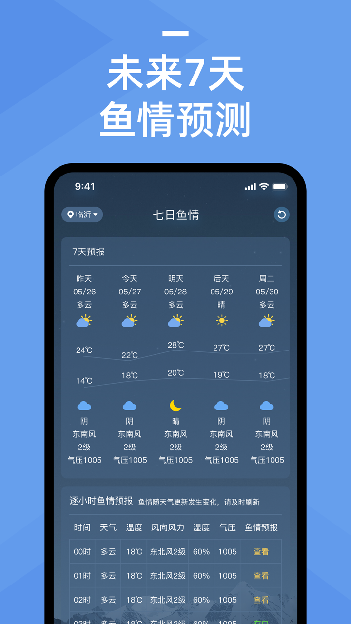 未来 7 天鱼情预测界面