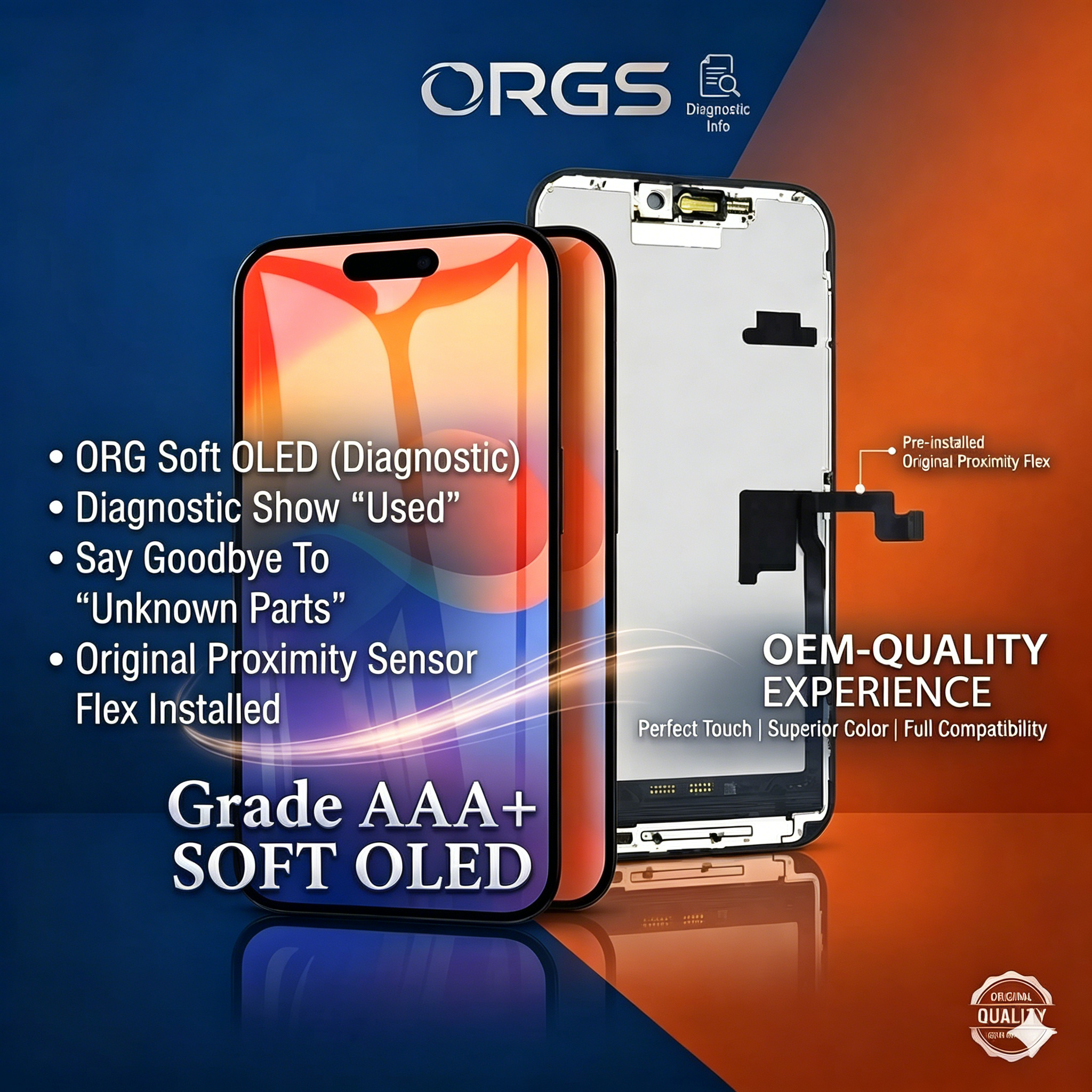 ORG X-17 Diagnostic Soft OLED Screen | 120Hz No Pop-up Repair Display