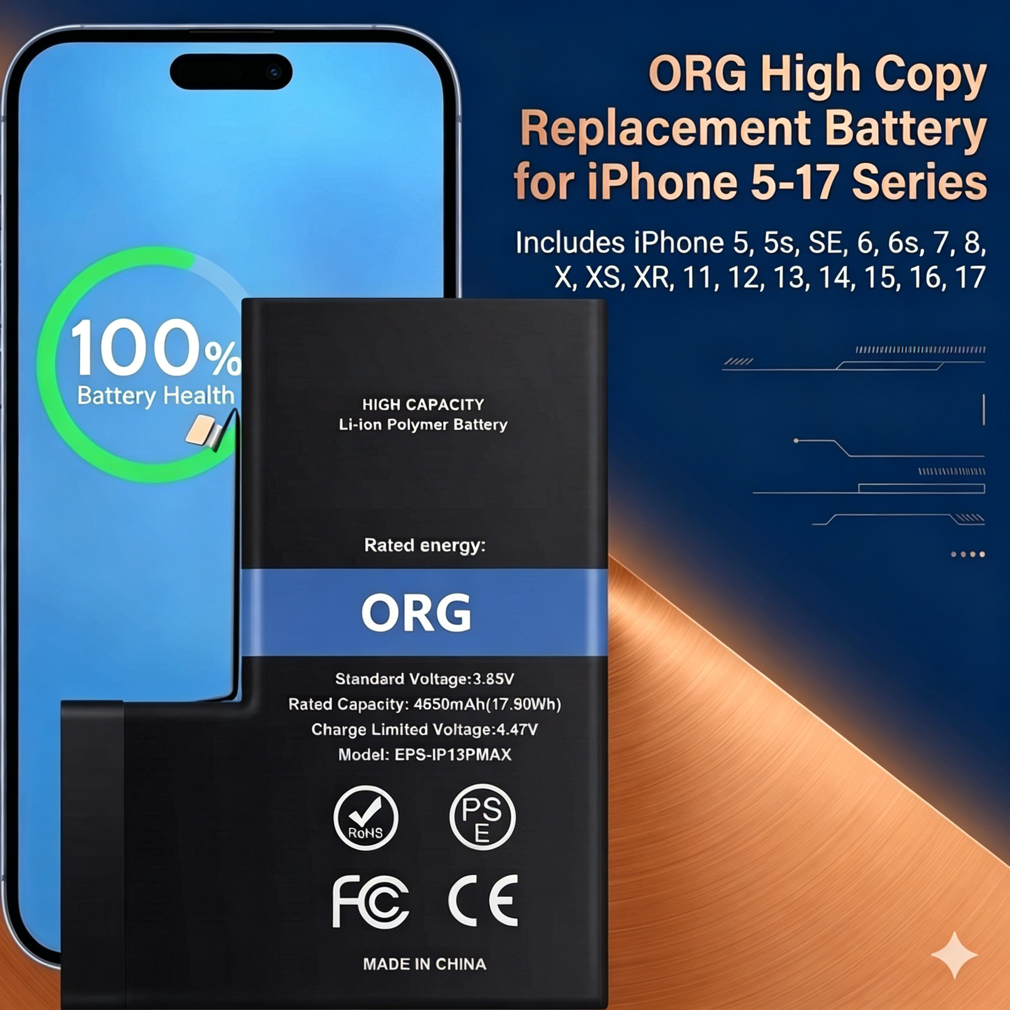 ORG High Copy Replacement Battery for iPhone 5-17 Series