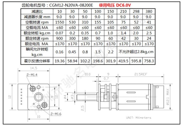 12GA-N20编码器直流减速电机 - 详情 2
