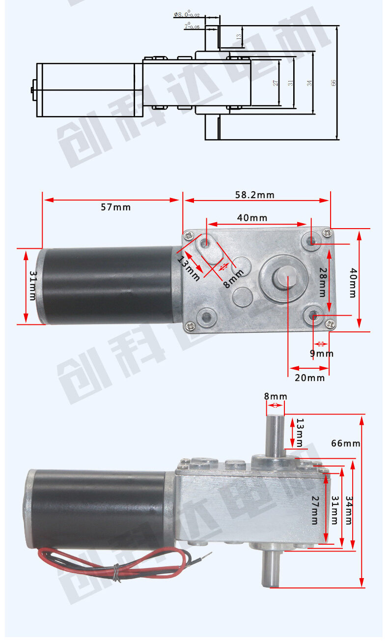 5840-31ZY蜗轮蜗杆减速电机（双出轴） - 详情 3