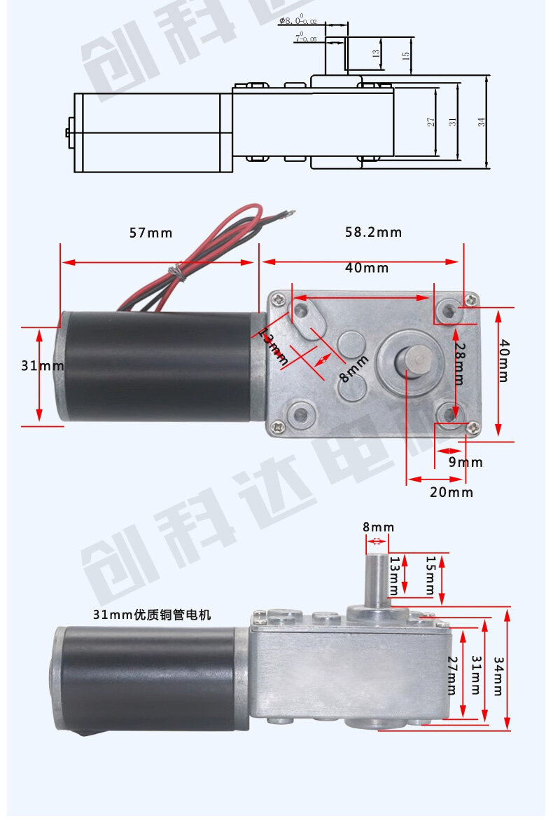 5840-31ZY蜗轮蜗杆减速电机（单出轴） - 详情 3