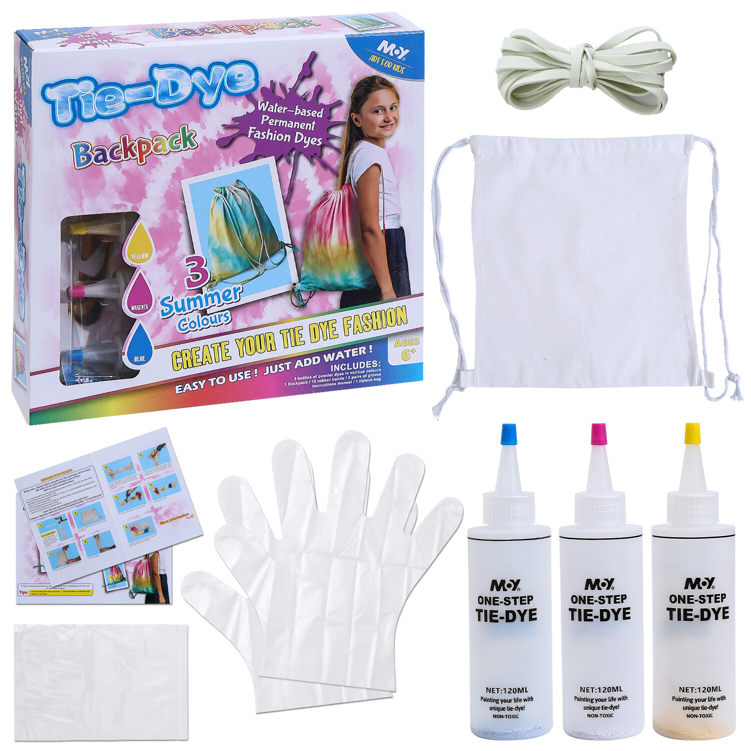 Tie-Dye Set (3 Colors) / Backpack Style