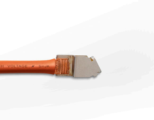 High-voltage orange cable terminal welding samples