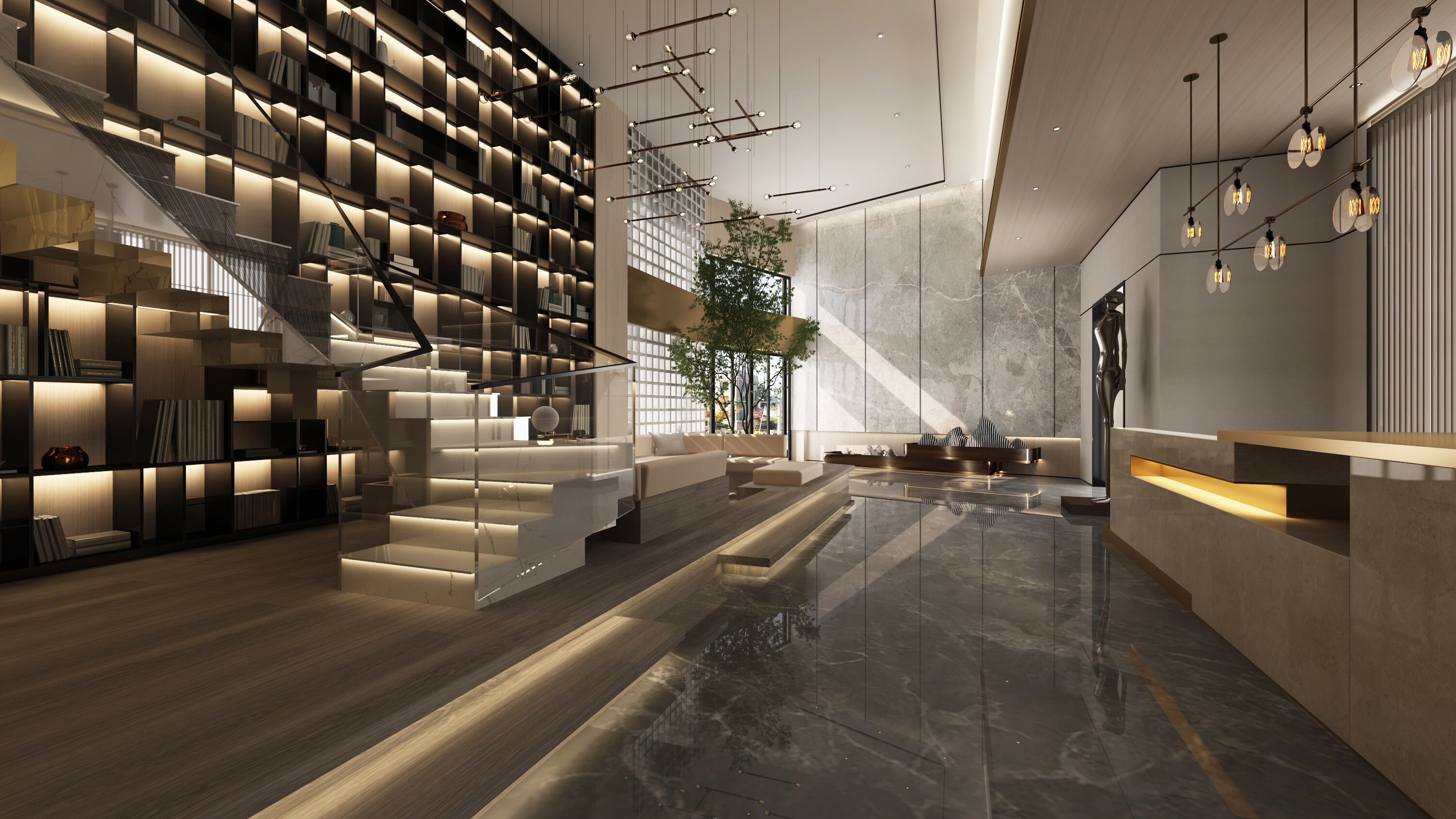 设计师酒店大堂装饰工程实景