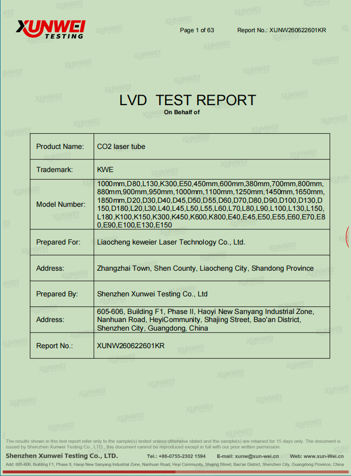 LVD Test Certificate