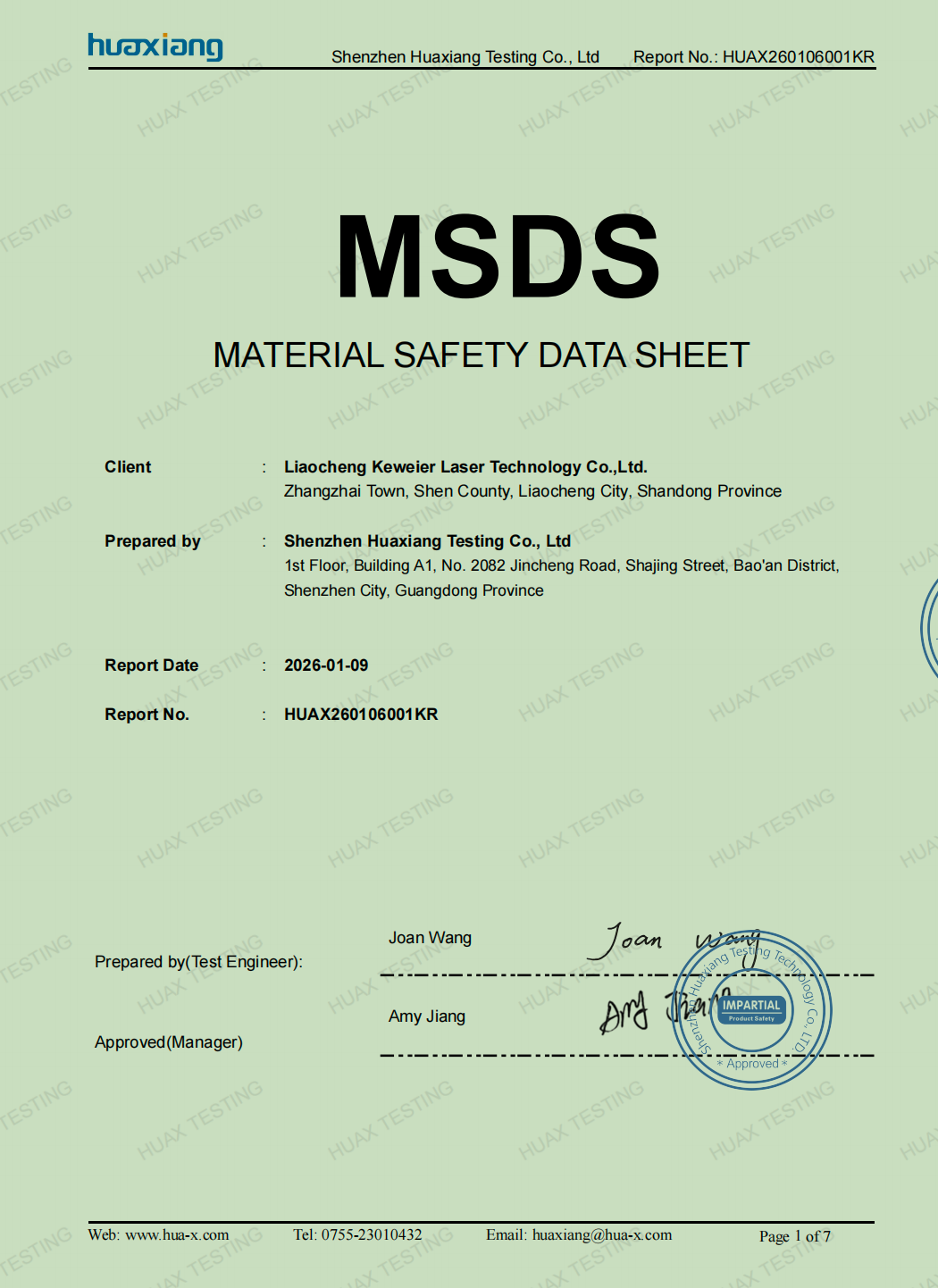 MSDS Certification