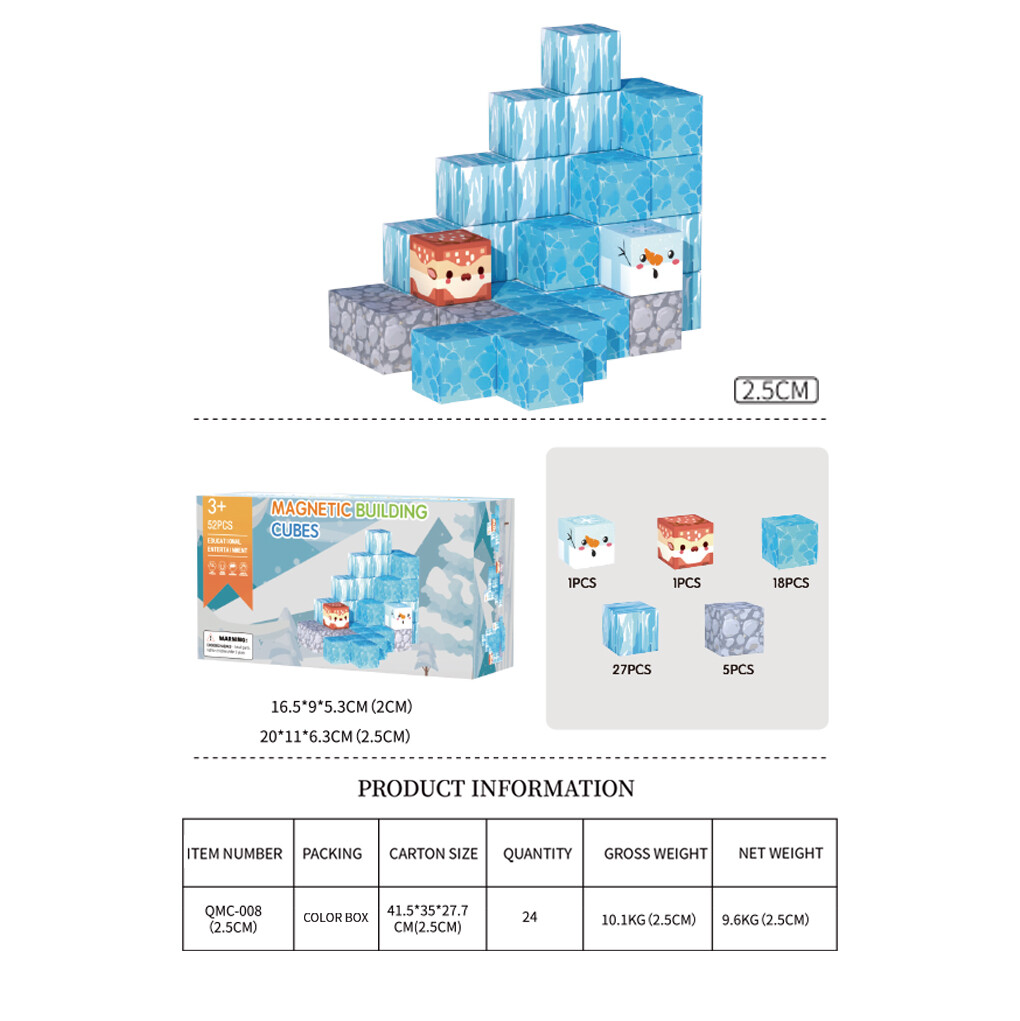 2.5cm Ice and snow magnetic cubes 52pcs