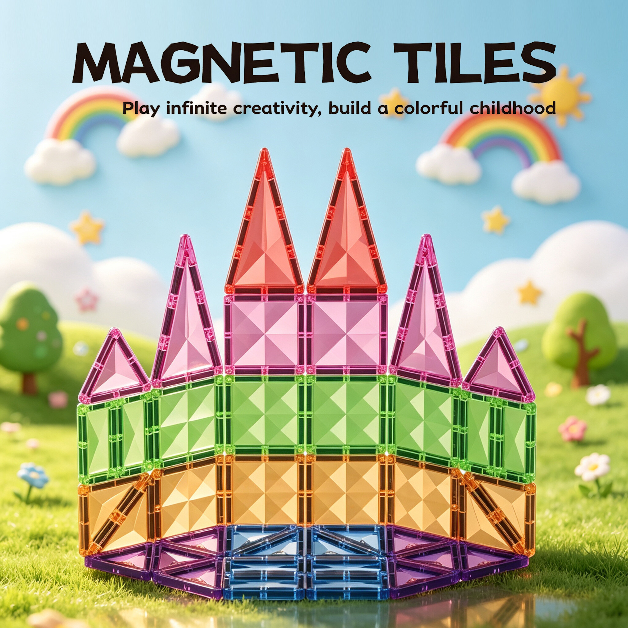 Diamond Stained Glass Magnetic Tiles