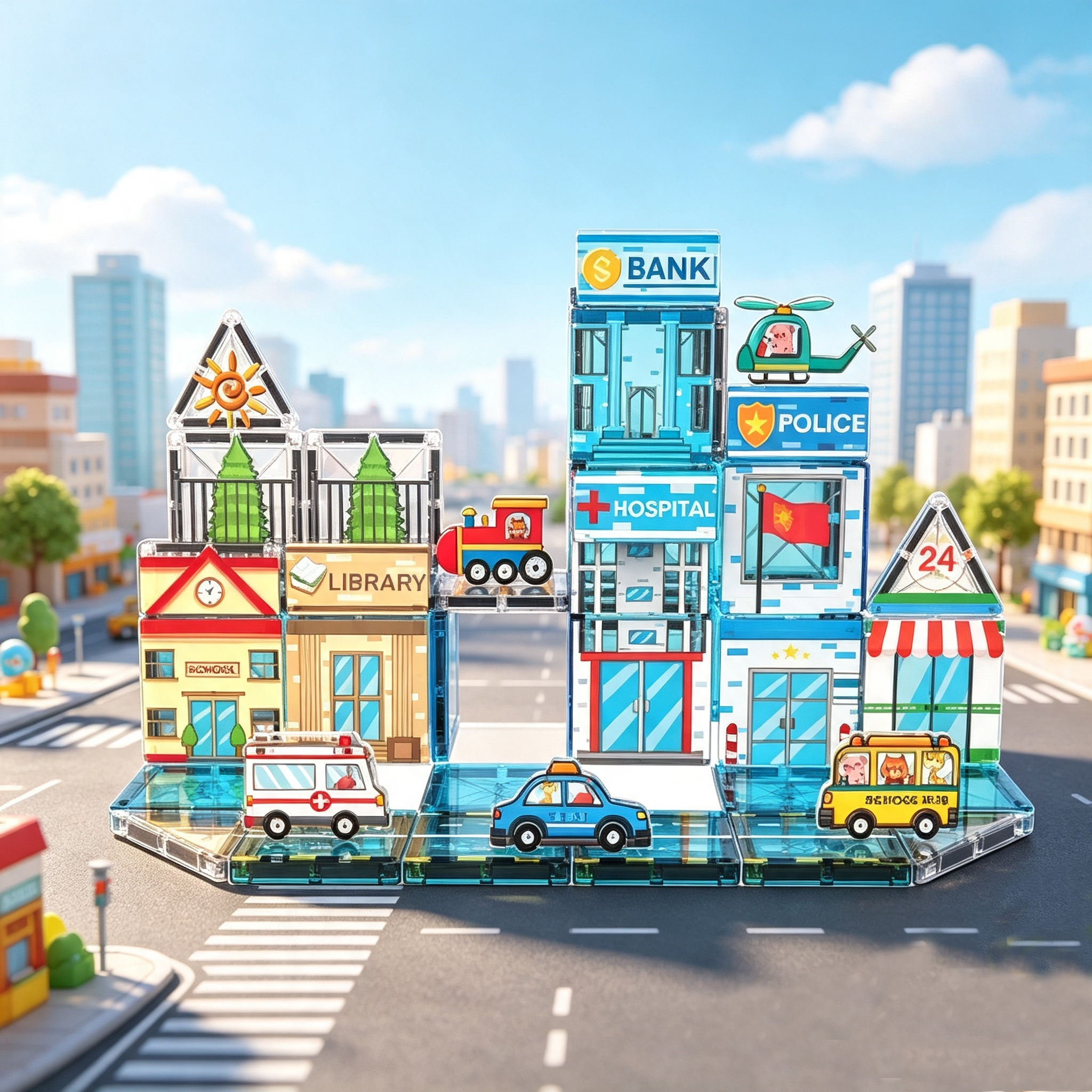 7.5CM City town 53pcs