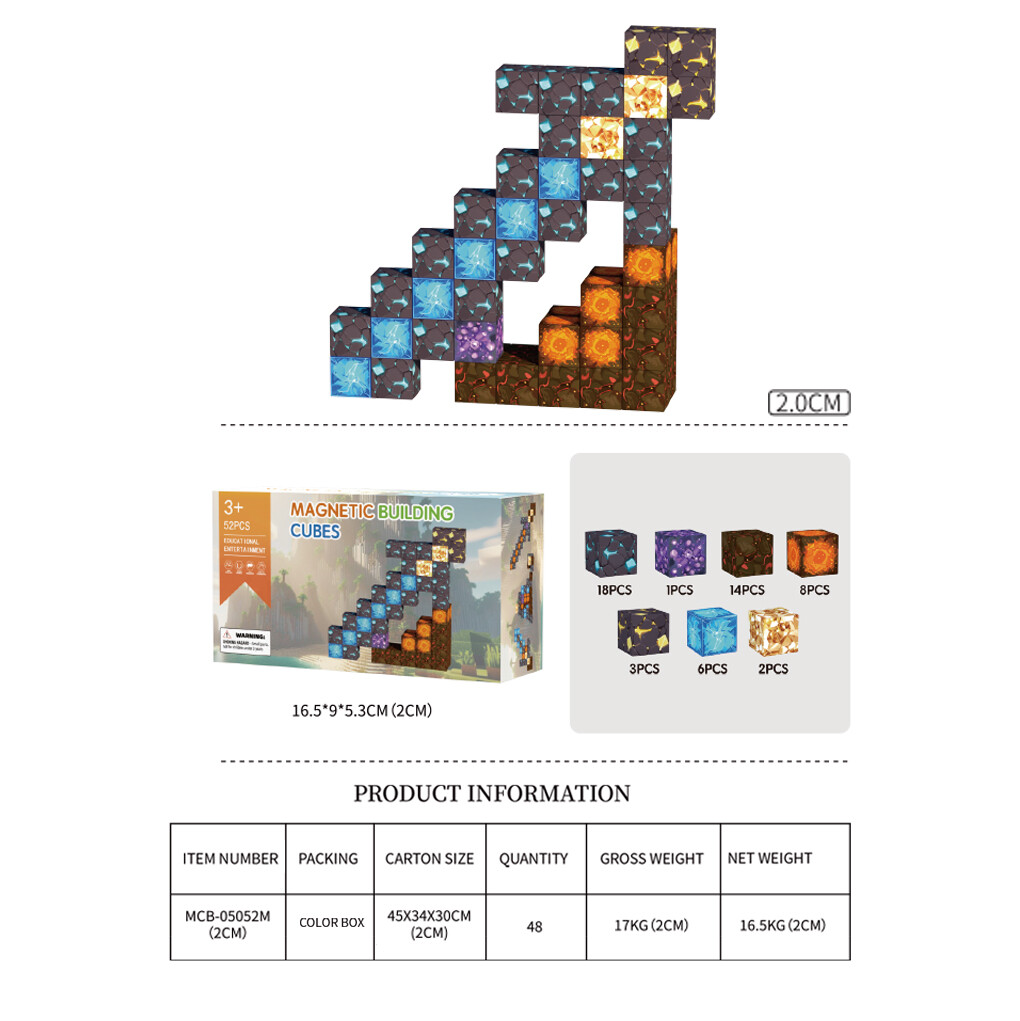2cm Mine magnetic cubes 52pcs