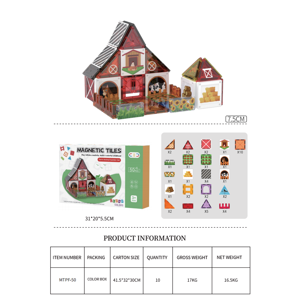 Farm magnetic tiles 50pcs